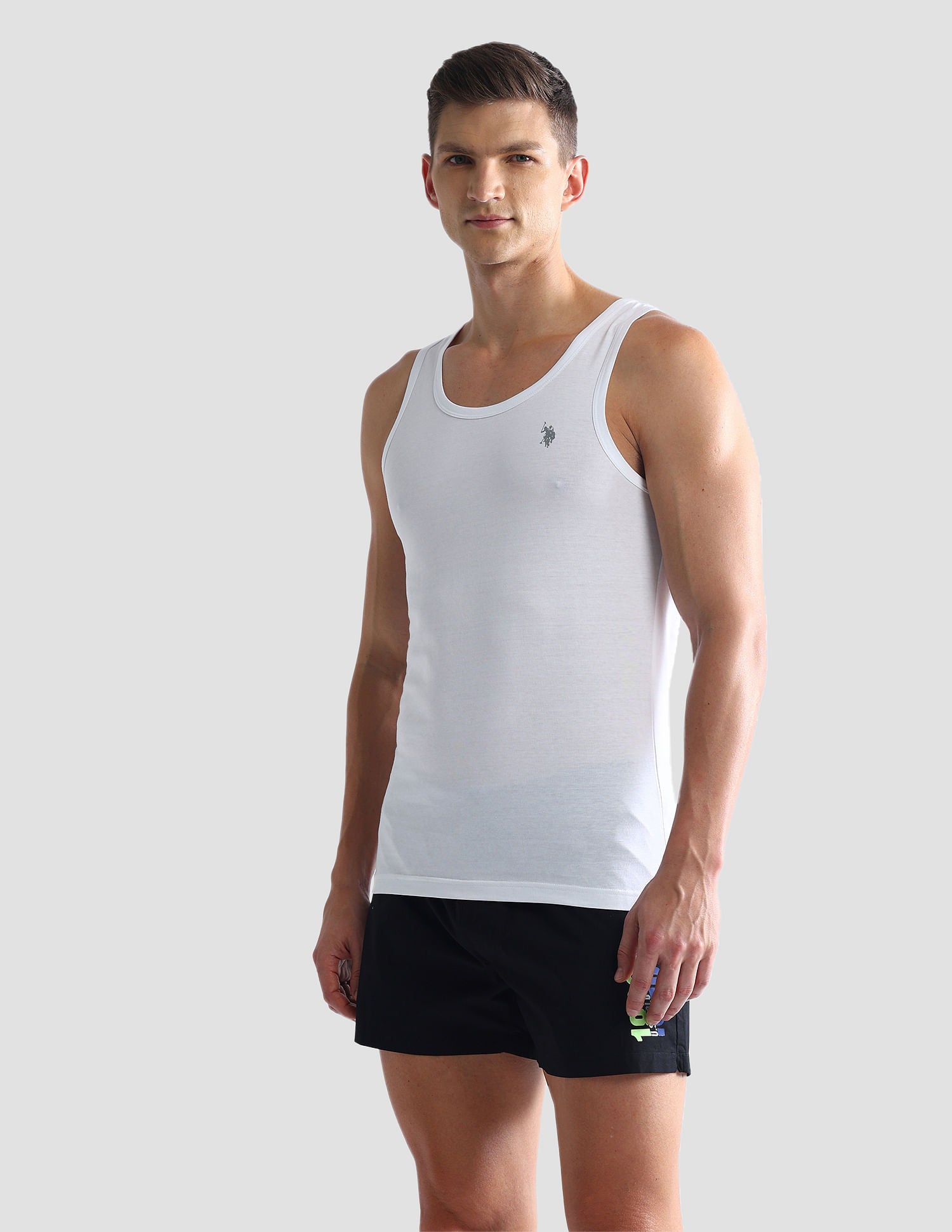 Solid Cotton OEV03 Vest - Pack Of 2 Navy and White - U.S. POLO ASSN. | Large