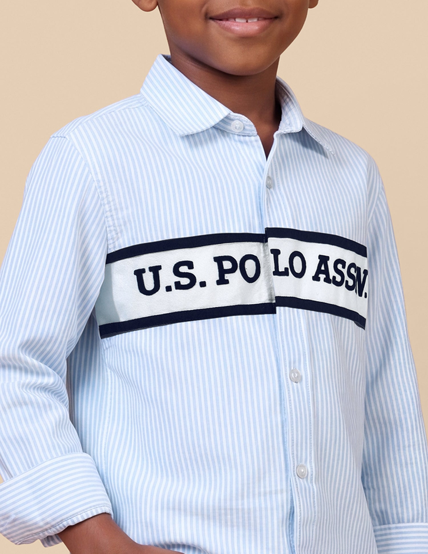 Vertical Striped Oxford Shirt Light Blue - U.S. Polo Assn. India | Large