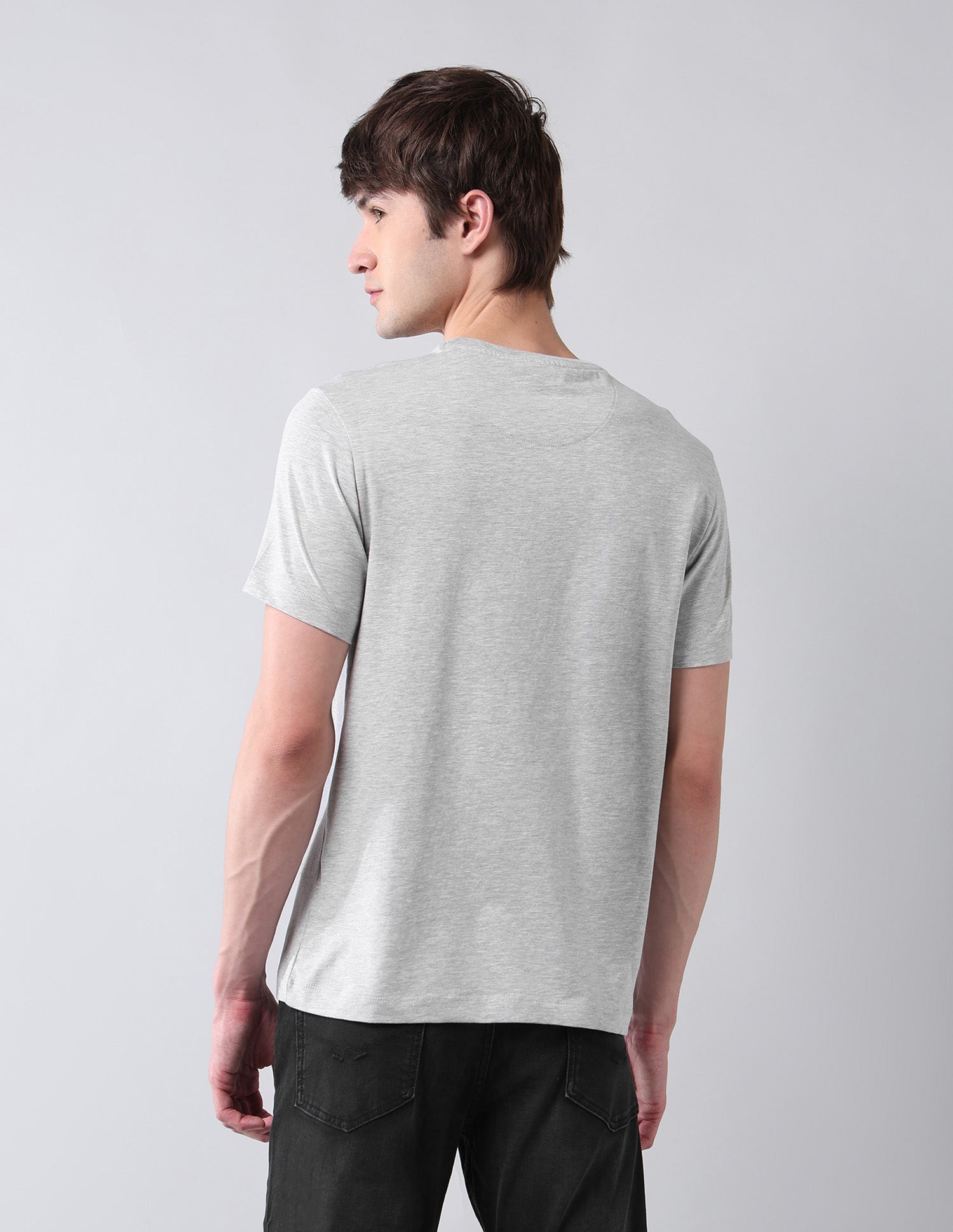 Brand Printed Pure Cotton Americana T-Shirt Grey Melang - U.S. Polo Assn. India | Large