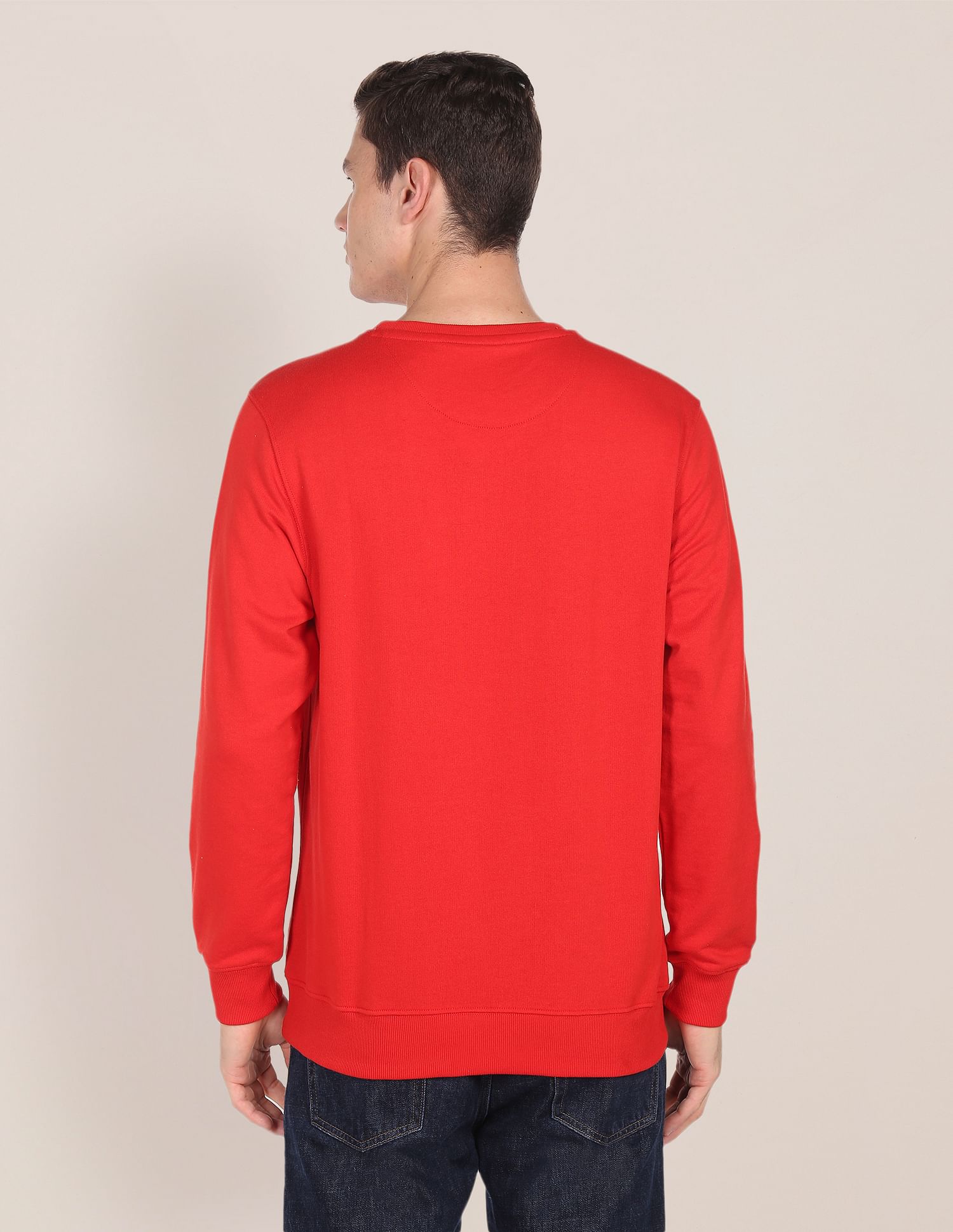 Solid Crew Neck Sweatshirt Red - U.S. Polo Assn. India | Large