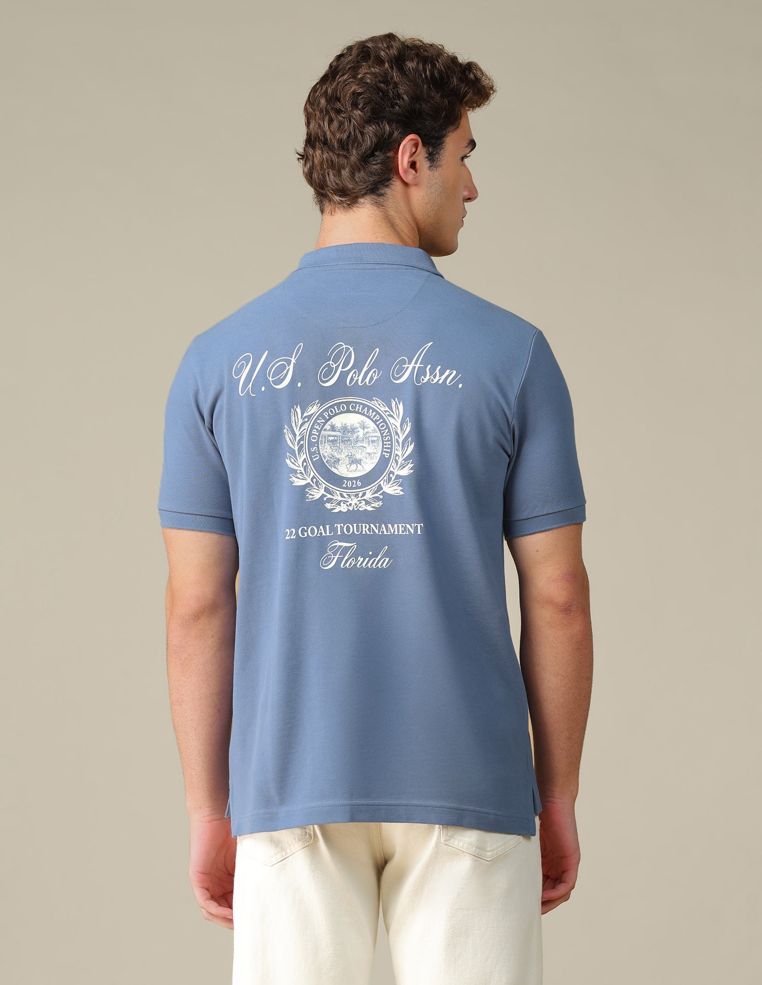 Graphic Brand Printed Regular Fit Polo Shirt Blue - U.S. Polo Assn. India | Large