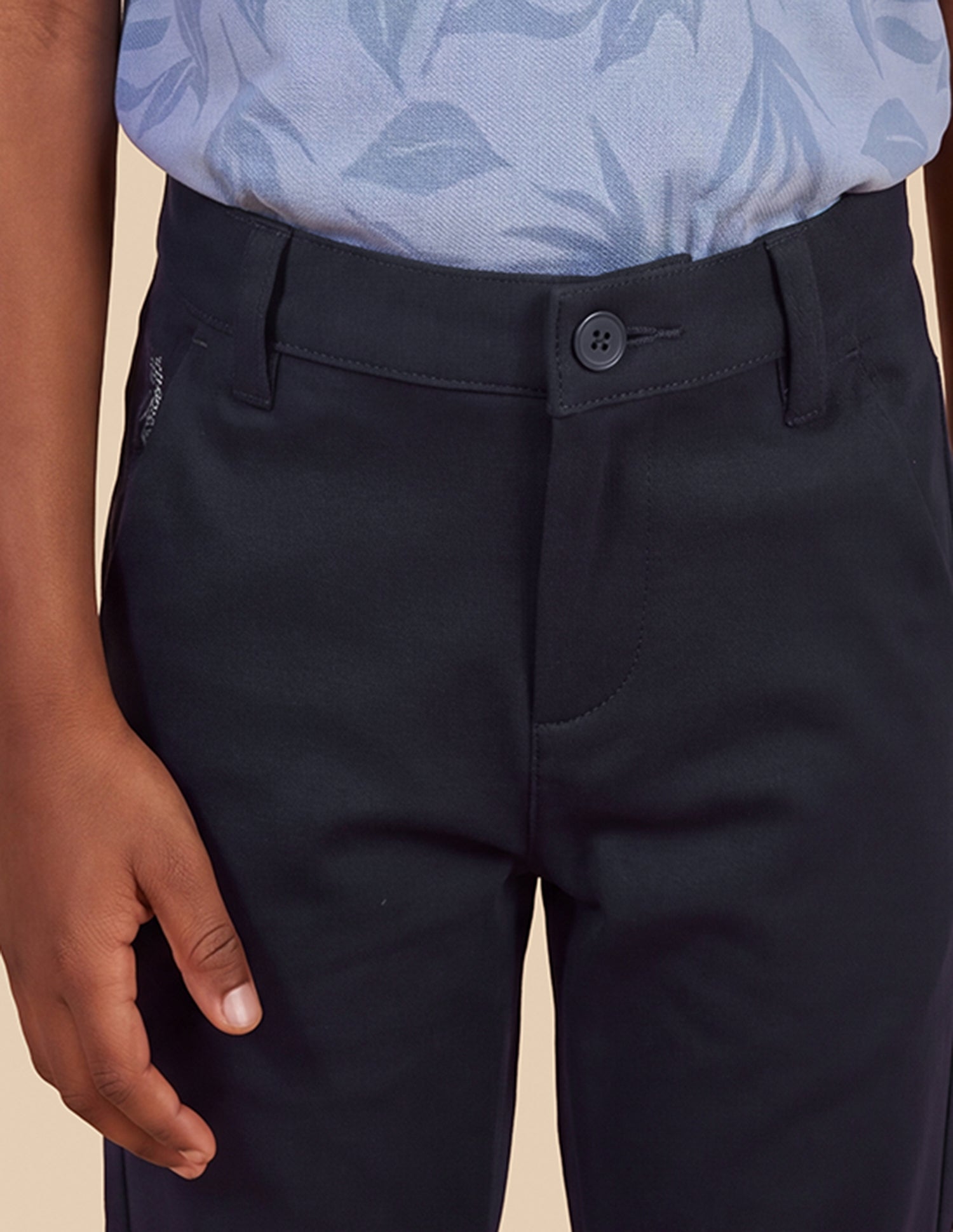 Solid Slim Fit Trousers Navy - U.S. Polo Assn. India | Large