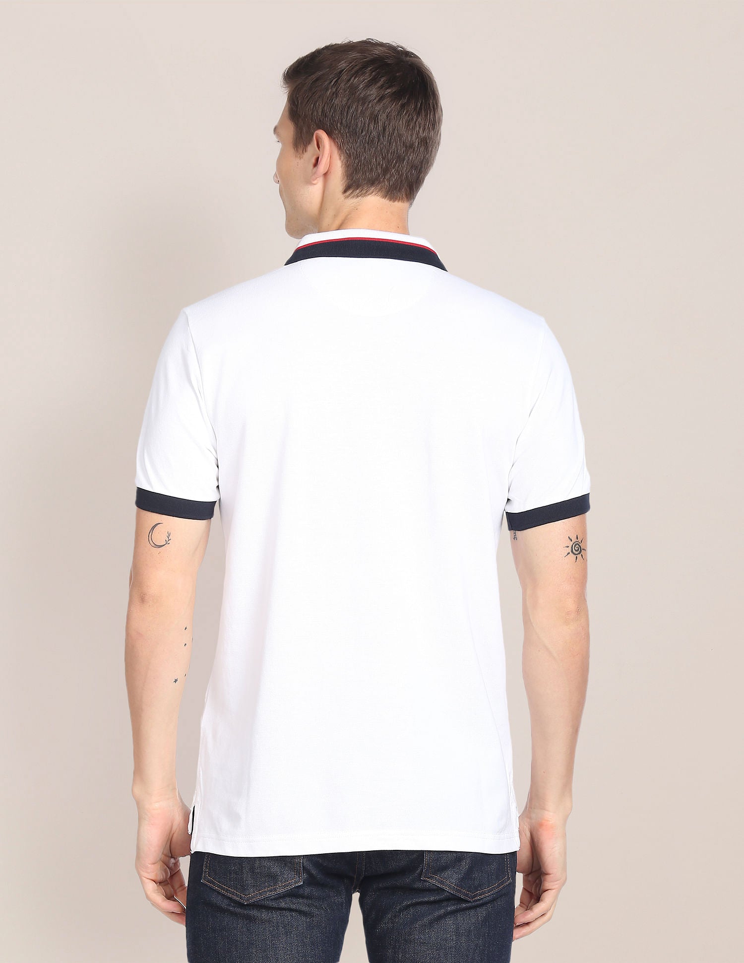 Printed Collar Pure Cotton Polo Shirt White - U.S. POLO ASSN. | Large