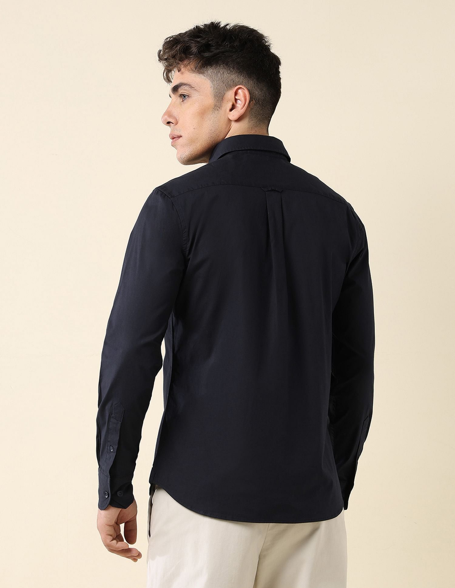 Poplin Solid Stretch Shirt Navy - U.S. Polo Assn. India | Large