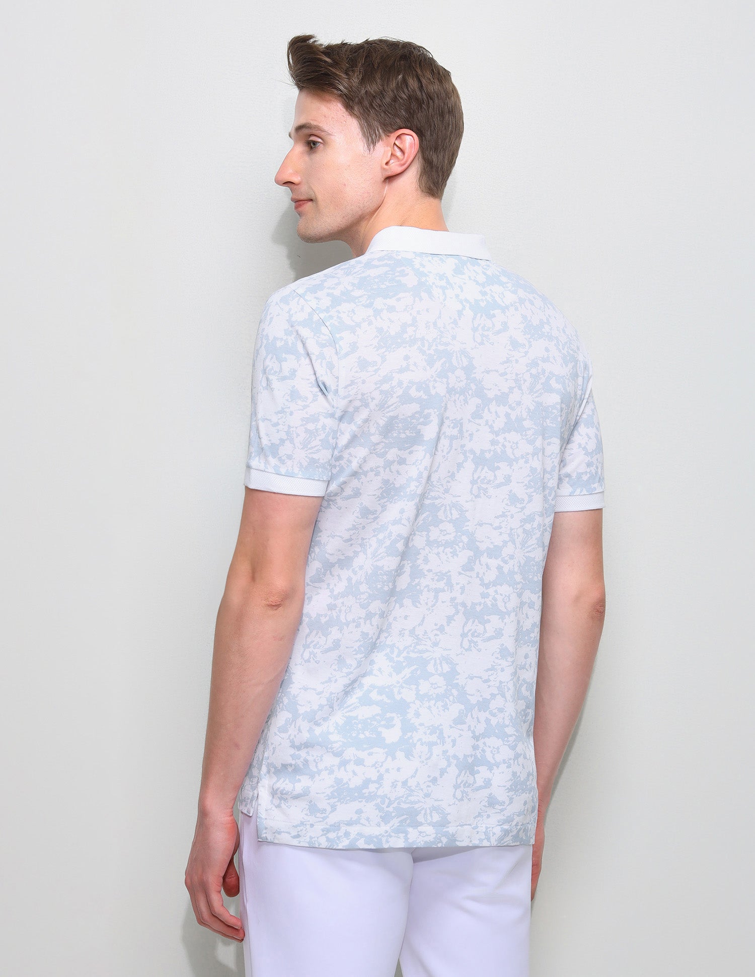 All Over Printed Slim Fit Polo Shirt Light Blue - U.S. Polo Assn. India | Large