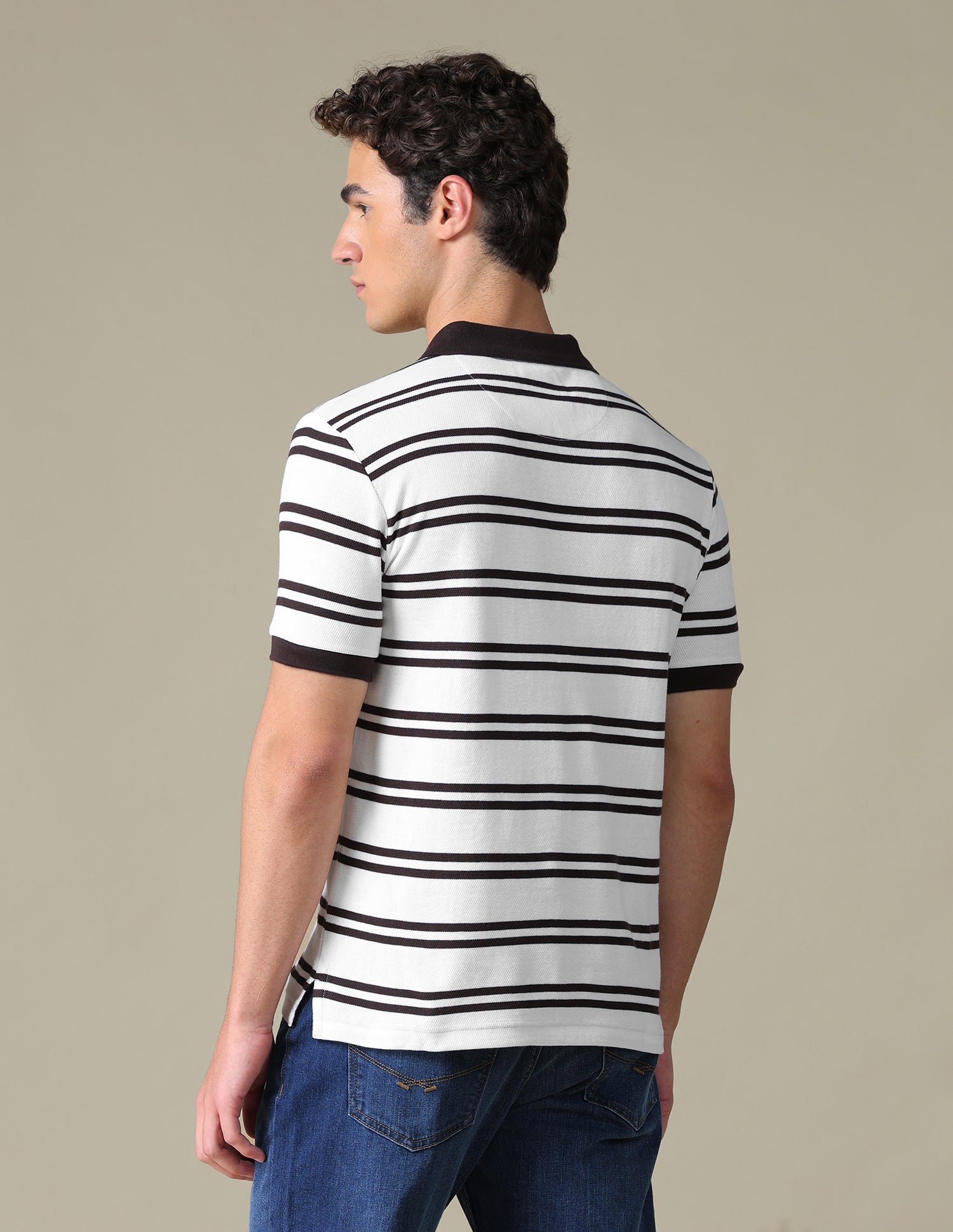Horizontal Striped Regular Fit Polo Shirt Dark Brown - U.S. Polo Assn. India | Large