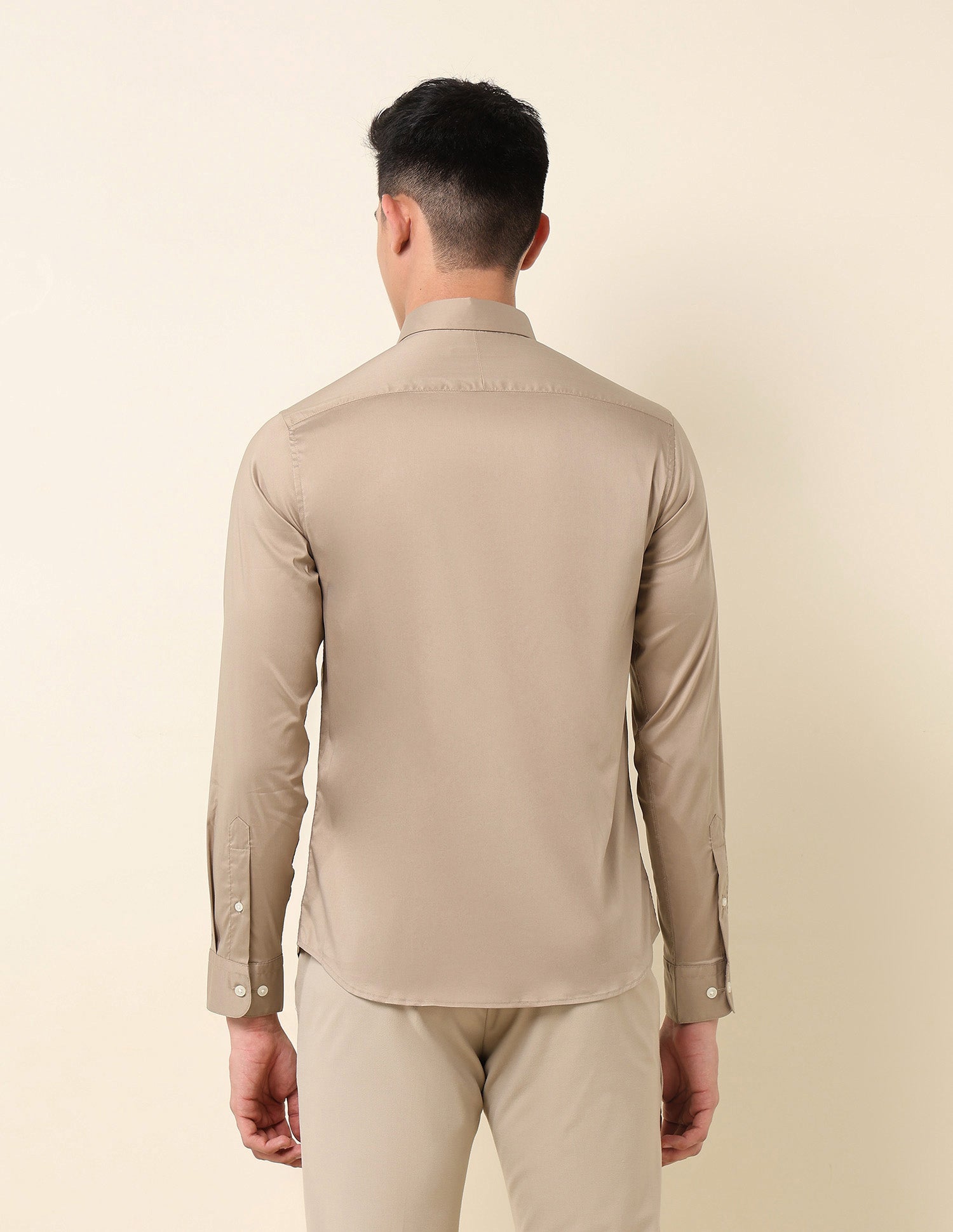 Tailored Fit Solid Shirt Khaki - U.S. Polo Assn. India | Large
