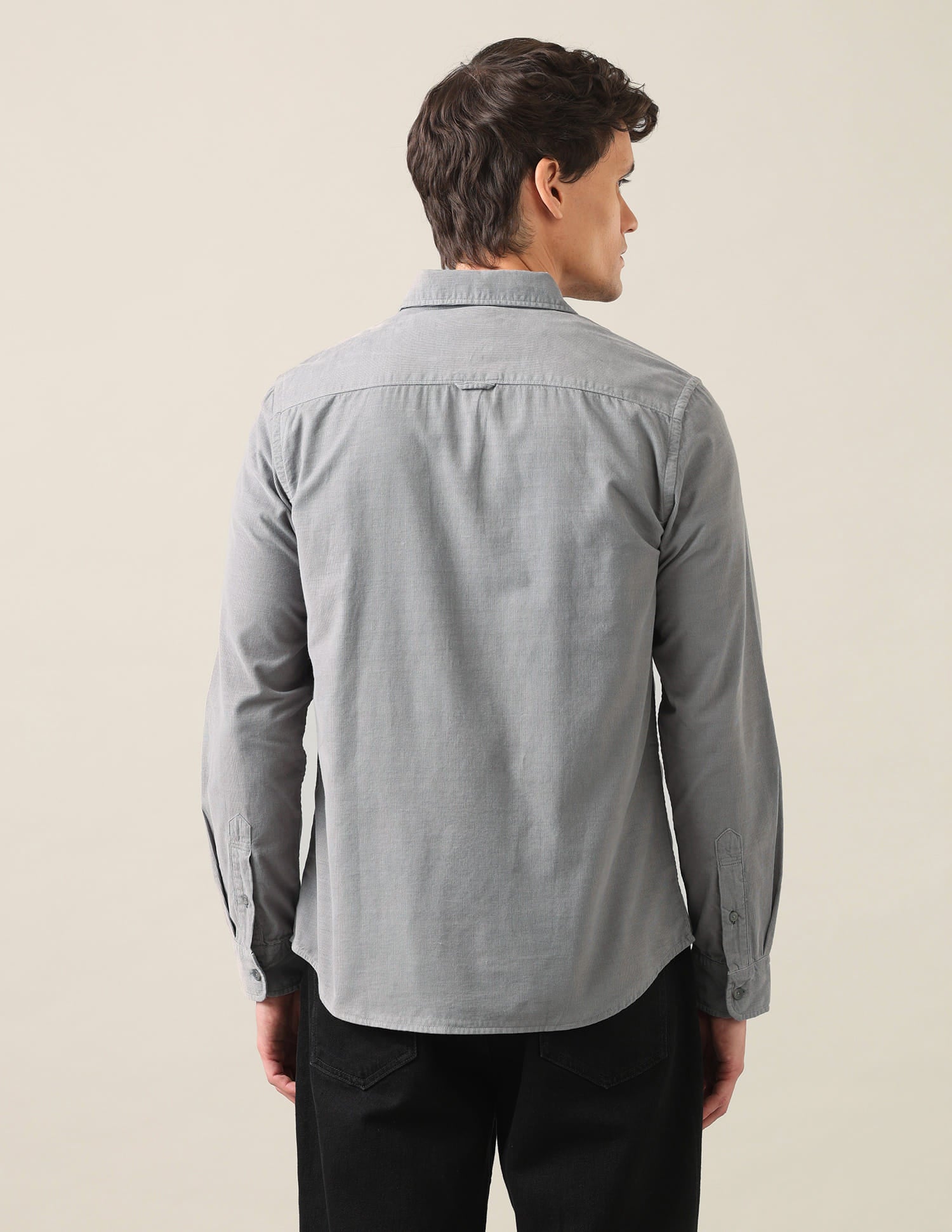 Solid Corduroy Shirt Light Grey - U.S. Polo Assn. India | Large