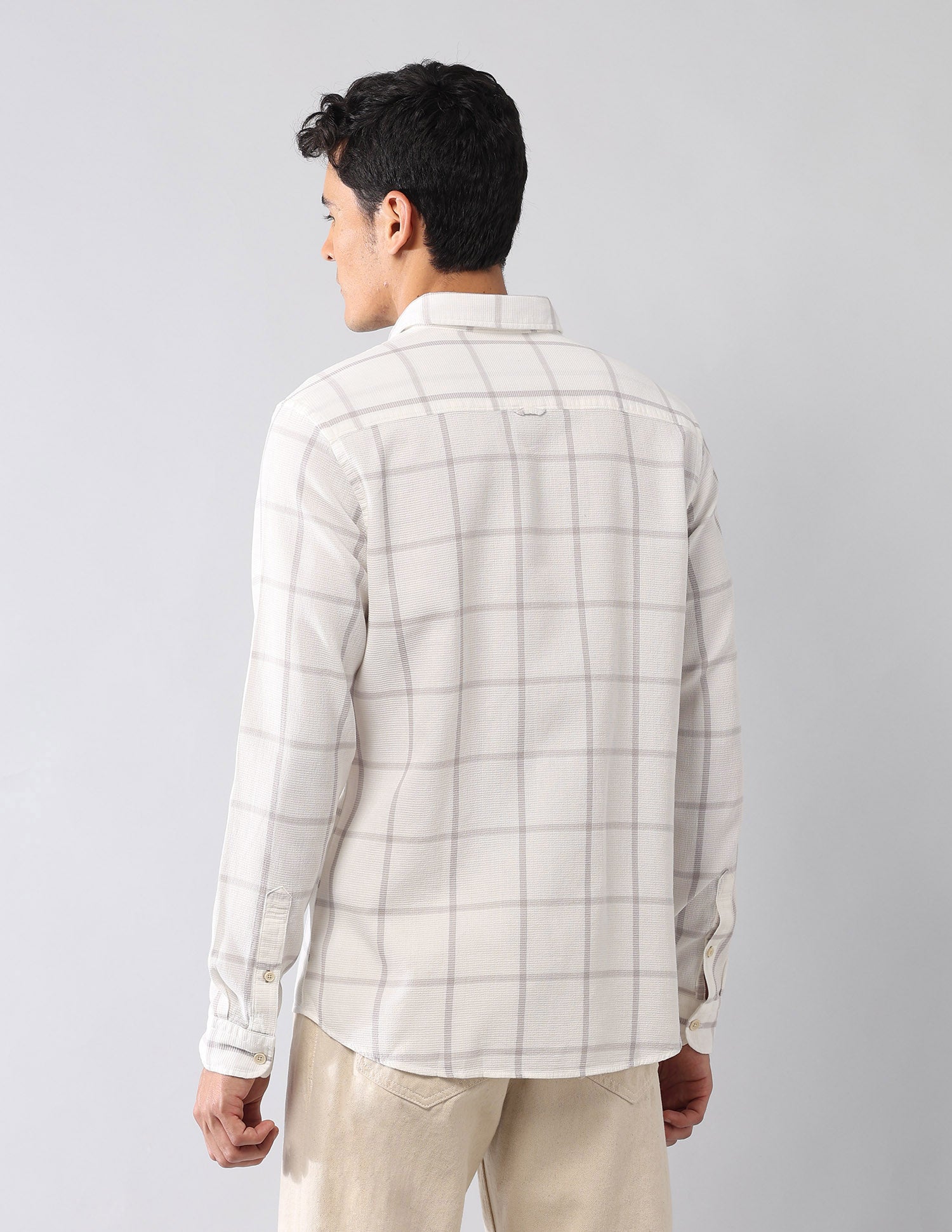 Windowpane Checked Dobby Regular Fit Shirt Khaki - U.S. Polo Assn. India | Large