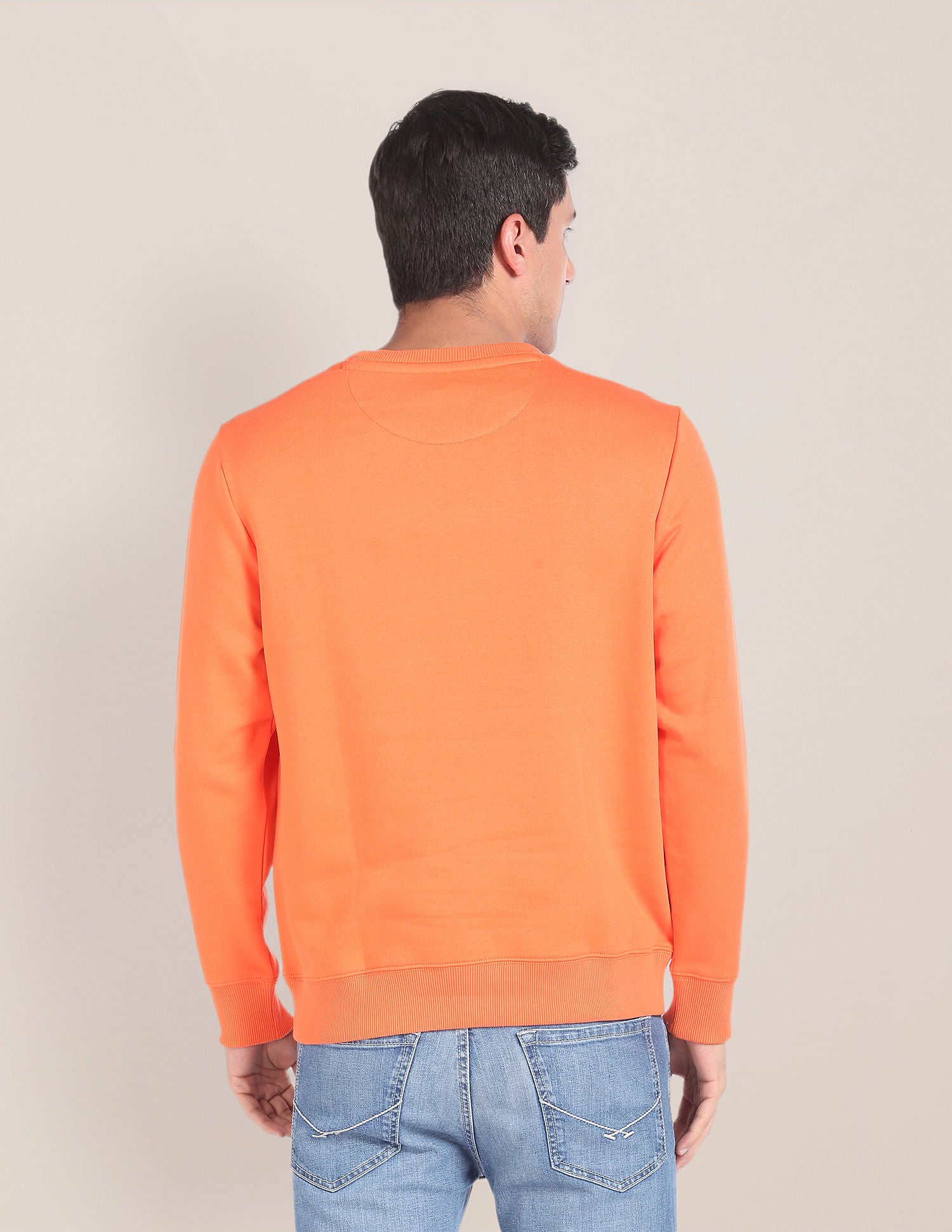 Brand Print Crew Neck Sweatshirt Orange - U.S. POLO ASSN. | Large
