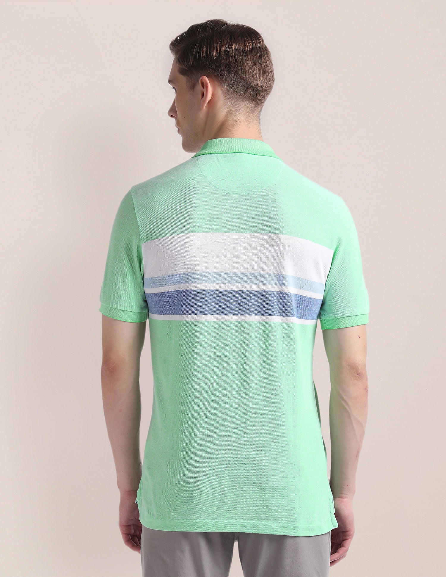 Horizontal Stripe Slim Polo Shirt Green - U.S. Polo Assn. India | Large