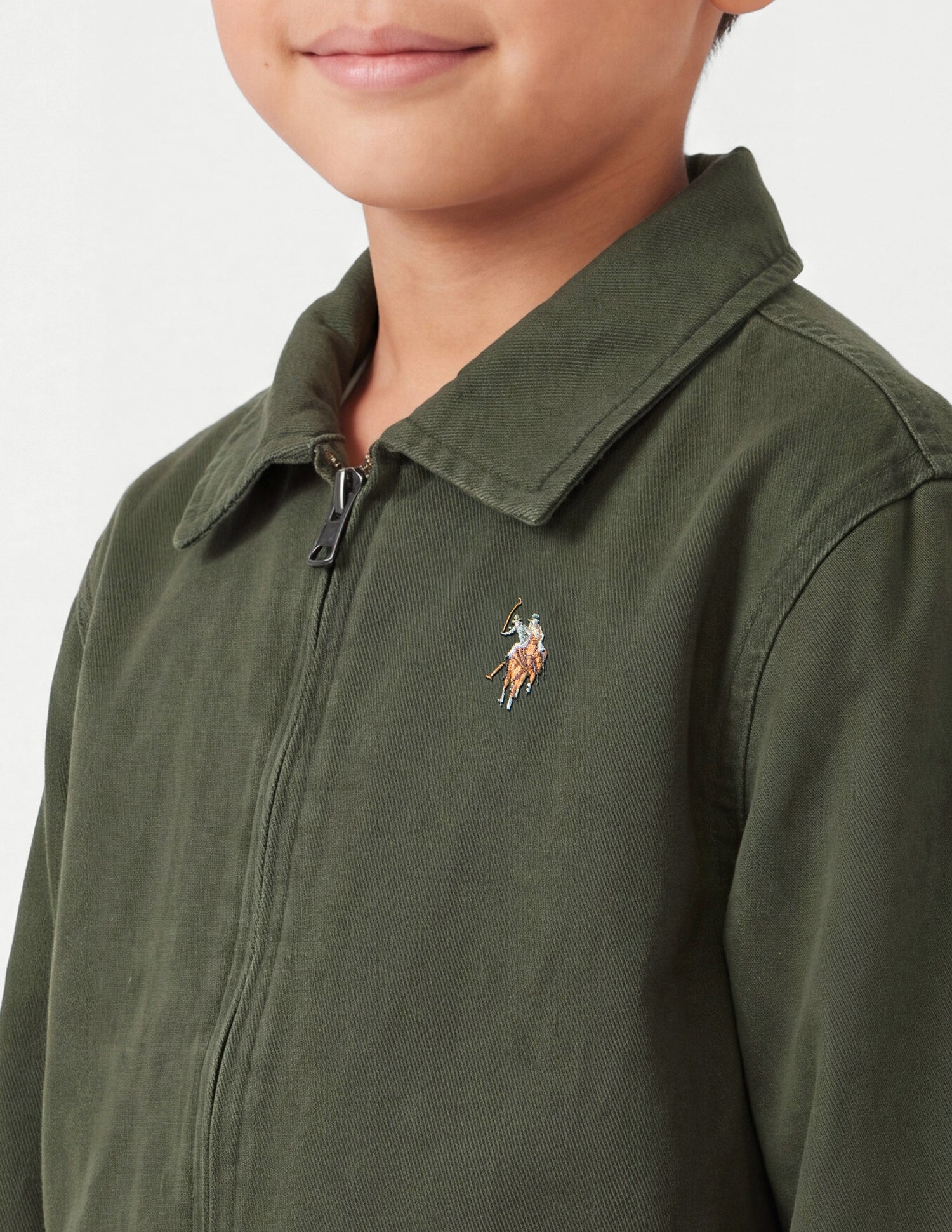 Solid Regular Fit Jacket Olive - U.S. Polo Assn. India | Large