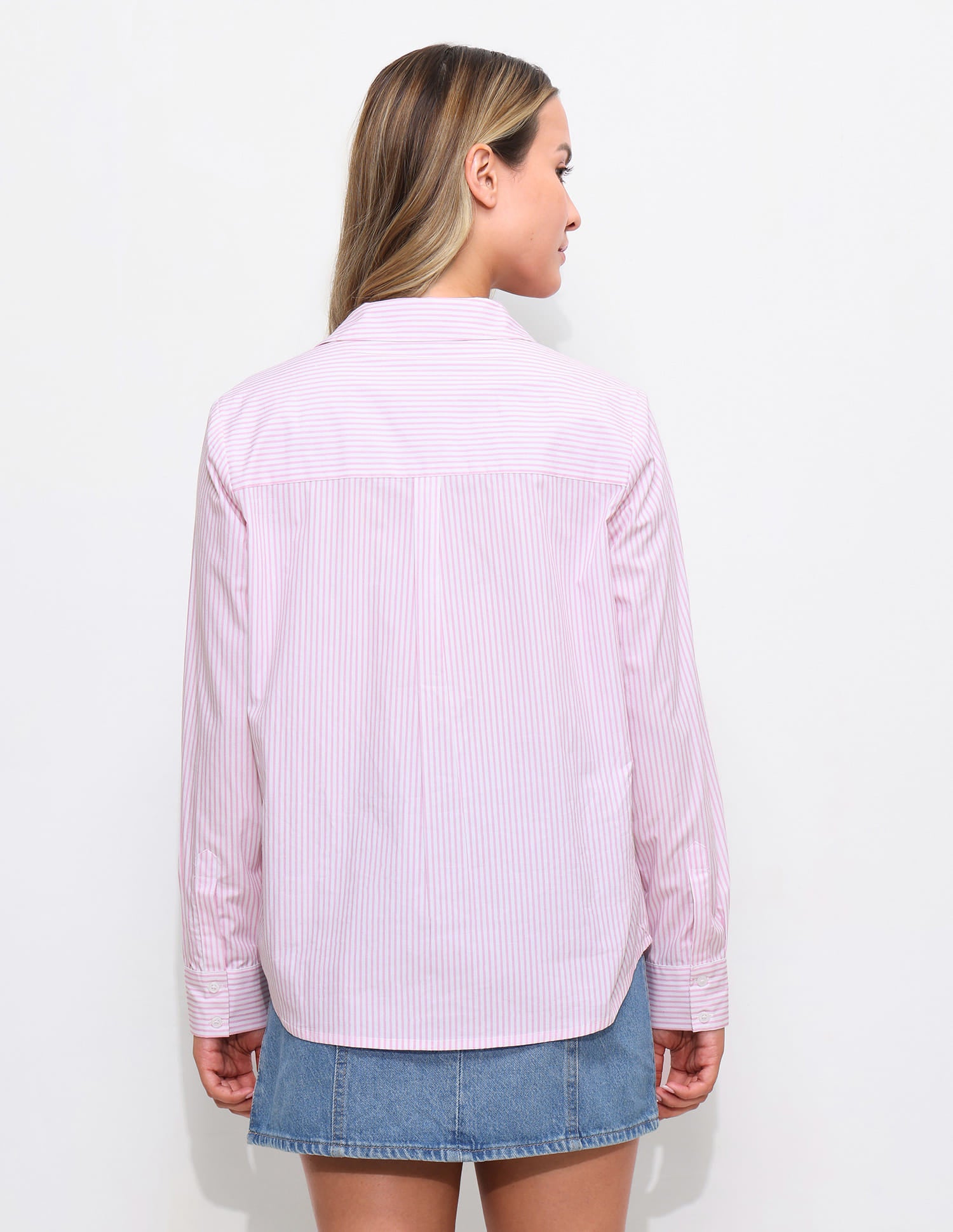 Vertical Striped Oversized Fit Shirt Pink - U.S. Polo Assn. India | Large