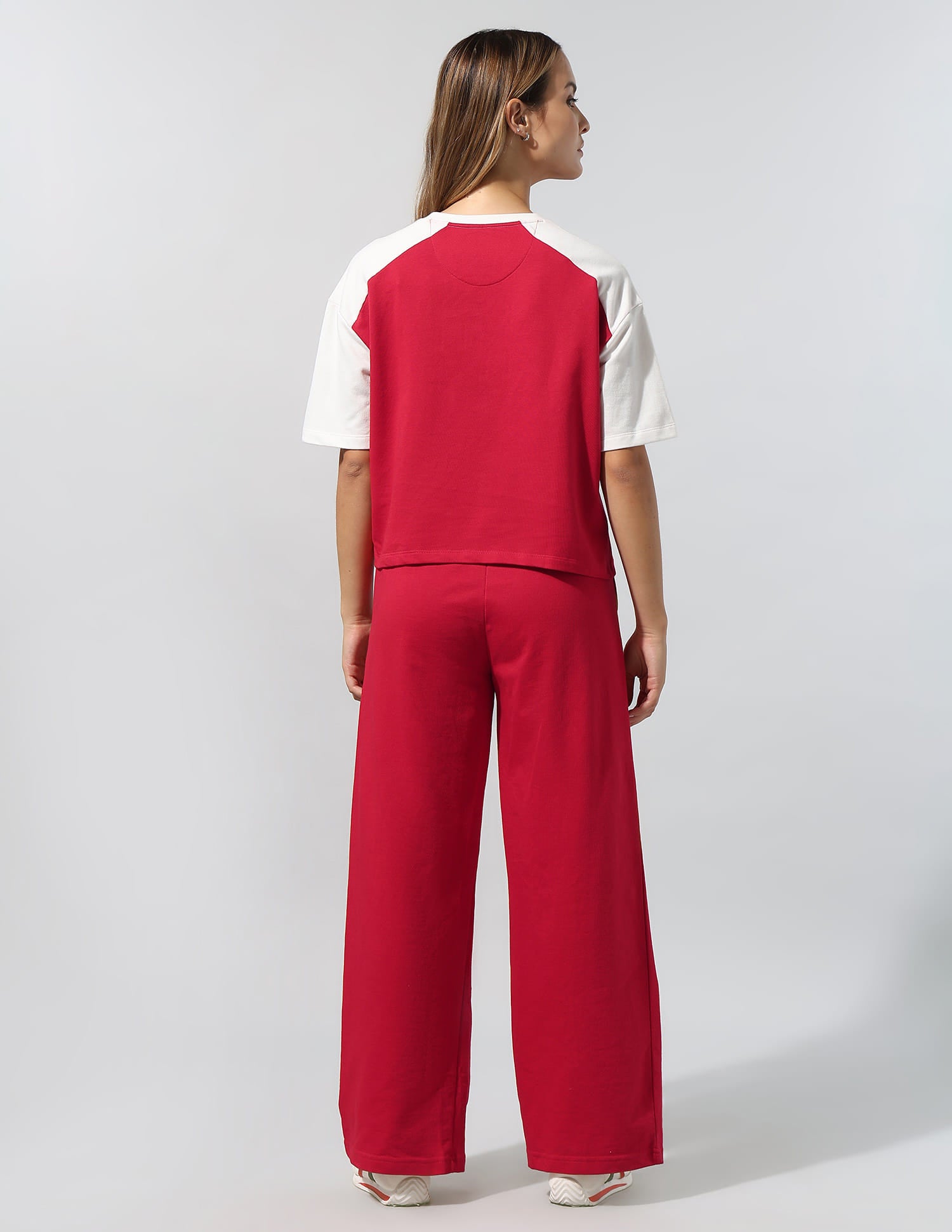 Colorblocked Relaxed T-Shirt With Wideleg Pant Red - U.S. Polo Assn. India | Large