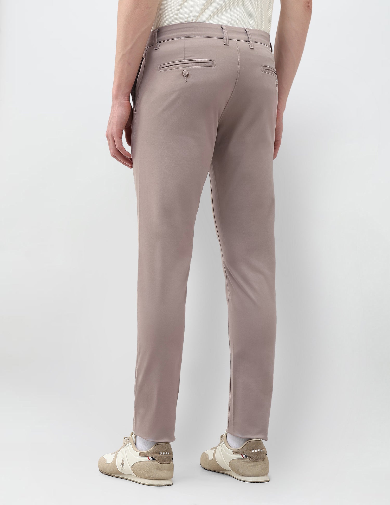 Austin Slim Fit Satin Trousers Taupe Grey - U.S. Polo Assn. India | Large