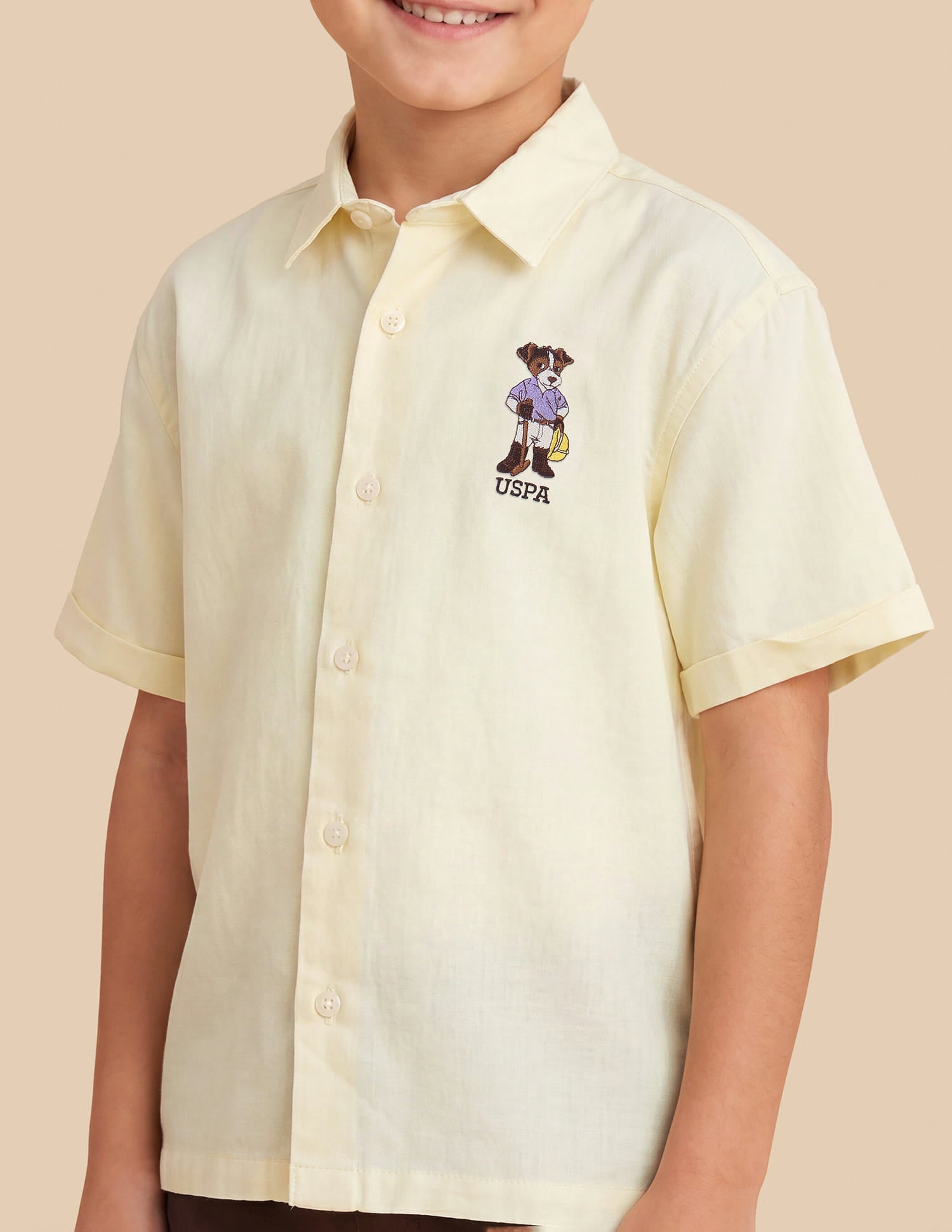 Solid Boxy Fit Shirt Yellow - U.S. Polo Assn. India | Large