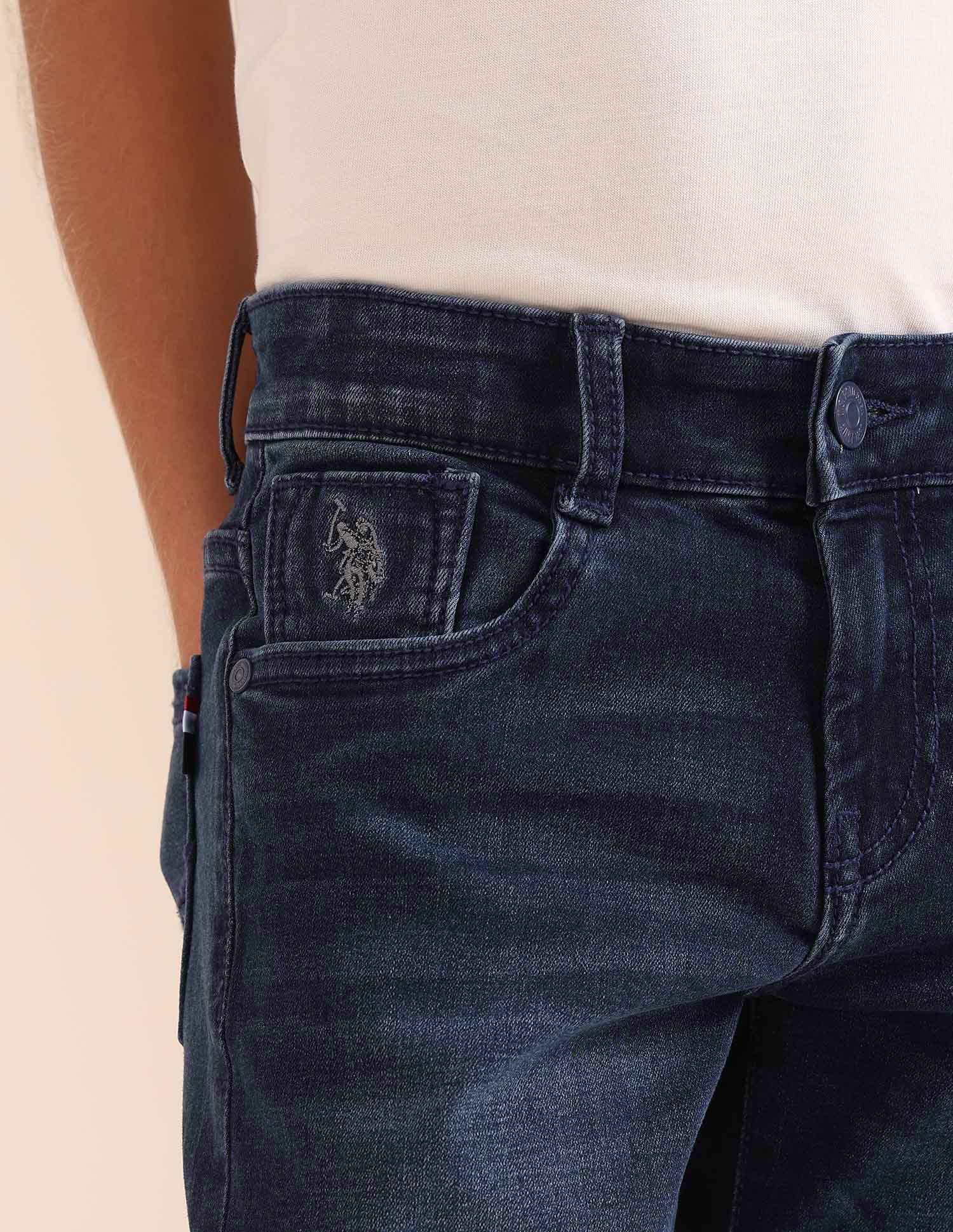 Boys Whiskered Relaxed Fit Jeans Dark Blue - U.S. POLO ASSN. | Large