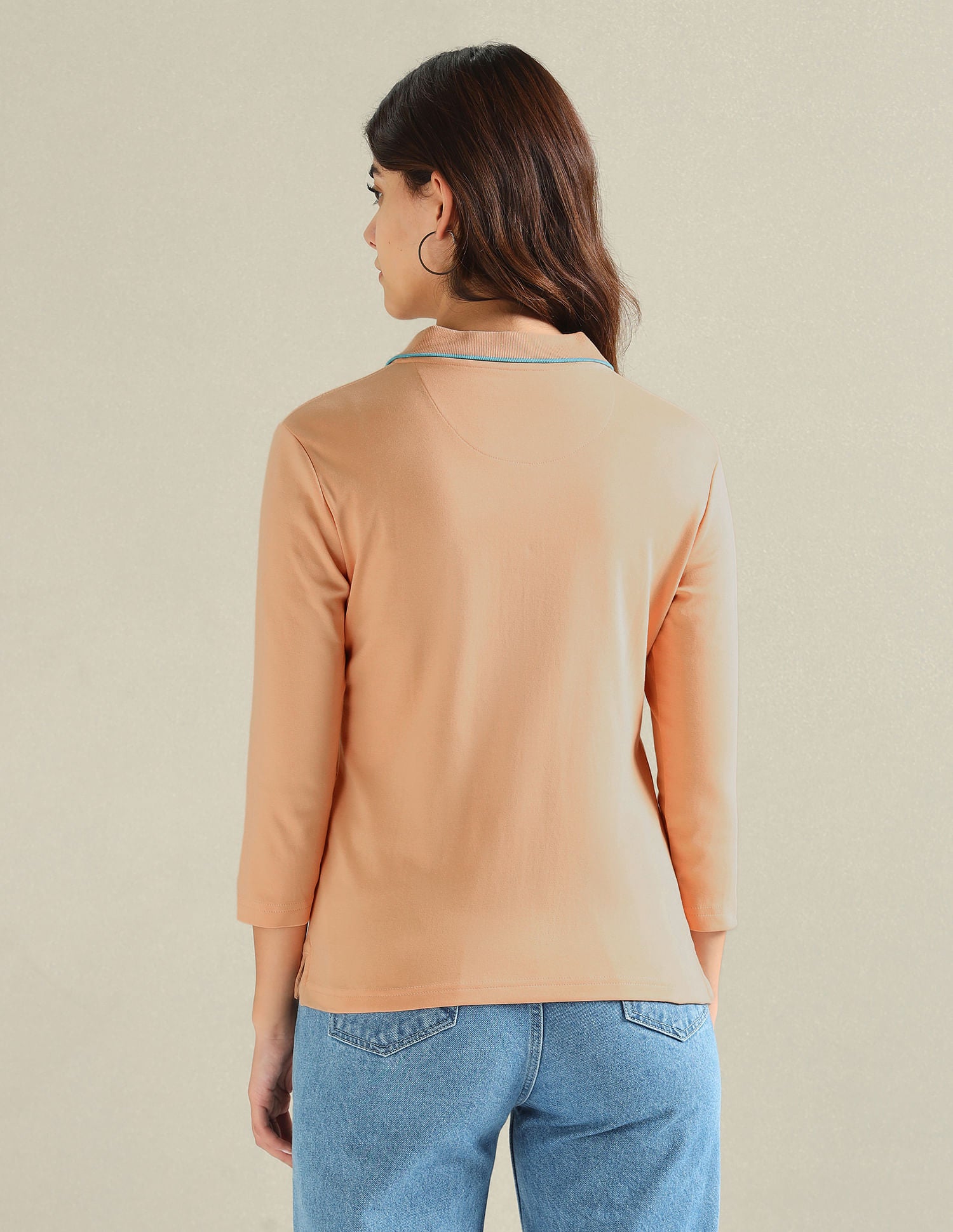 Tipped Collar Solid Polo Shirt Peach - U.S. POLO ASSN. | Large