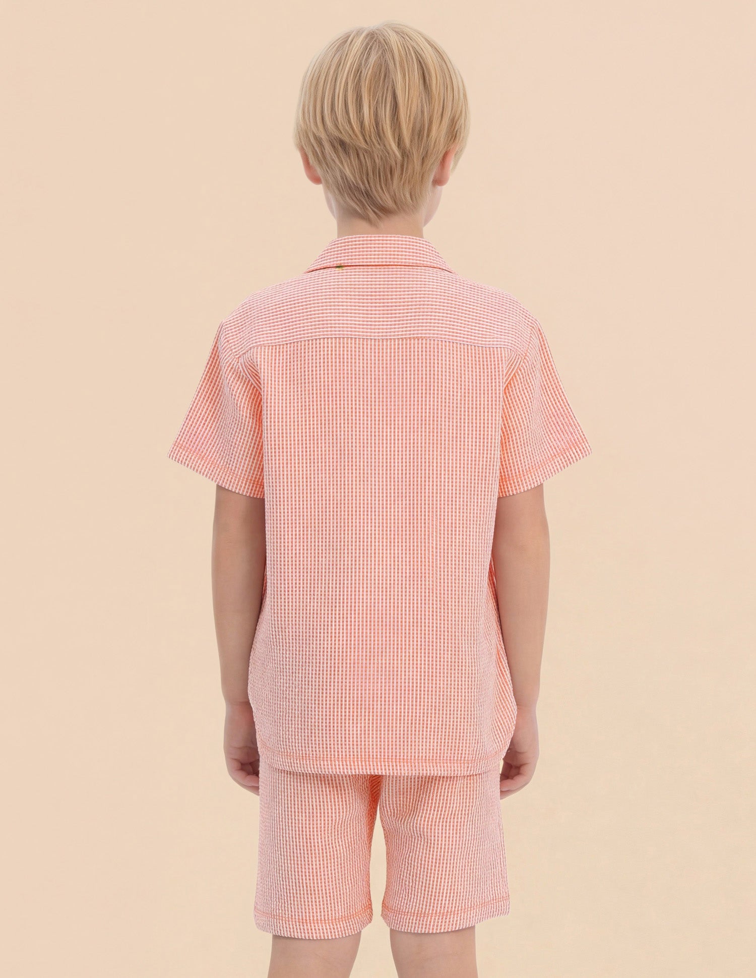 Boys Vertical Striped Seersucker Shirt Orange - U.S. Polo Assn. India | Large