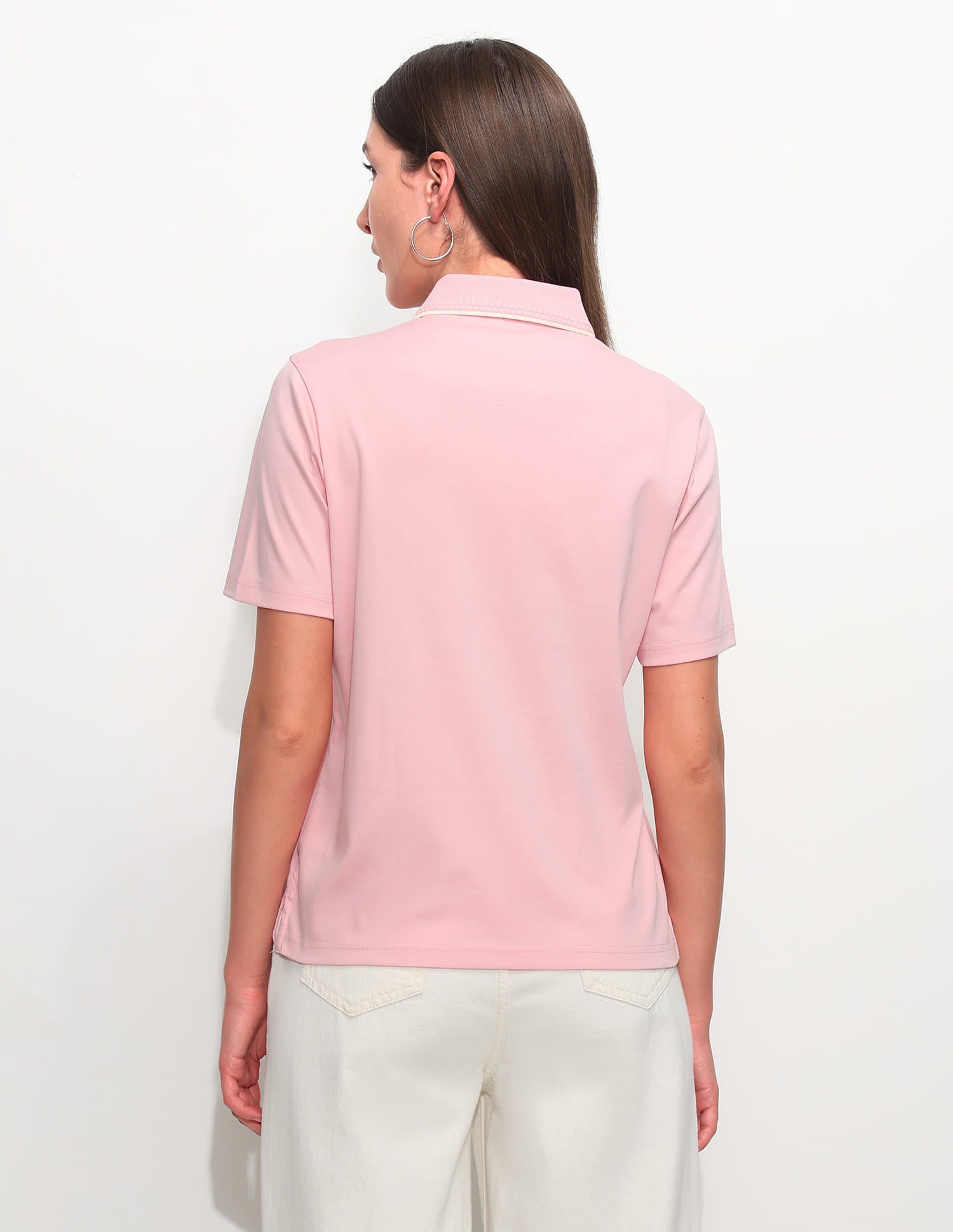 Boxy Fit Floral Embroidered Polo Shirt Pink - U.S. Polo Assn. India | Large