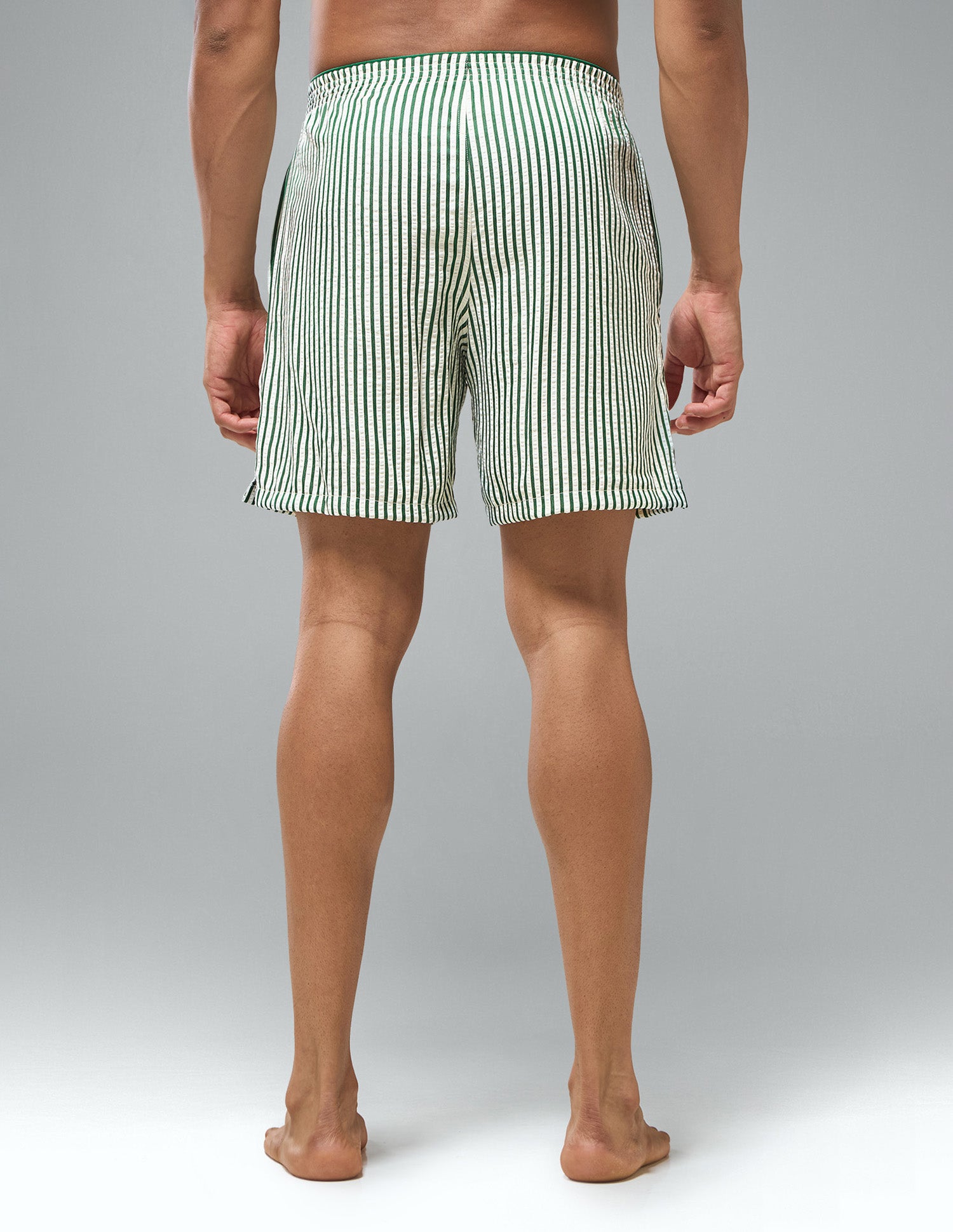 Seersucker Striped OEX22 Boxer Shorts Green - U.S. Polo Assn. India | Large