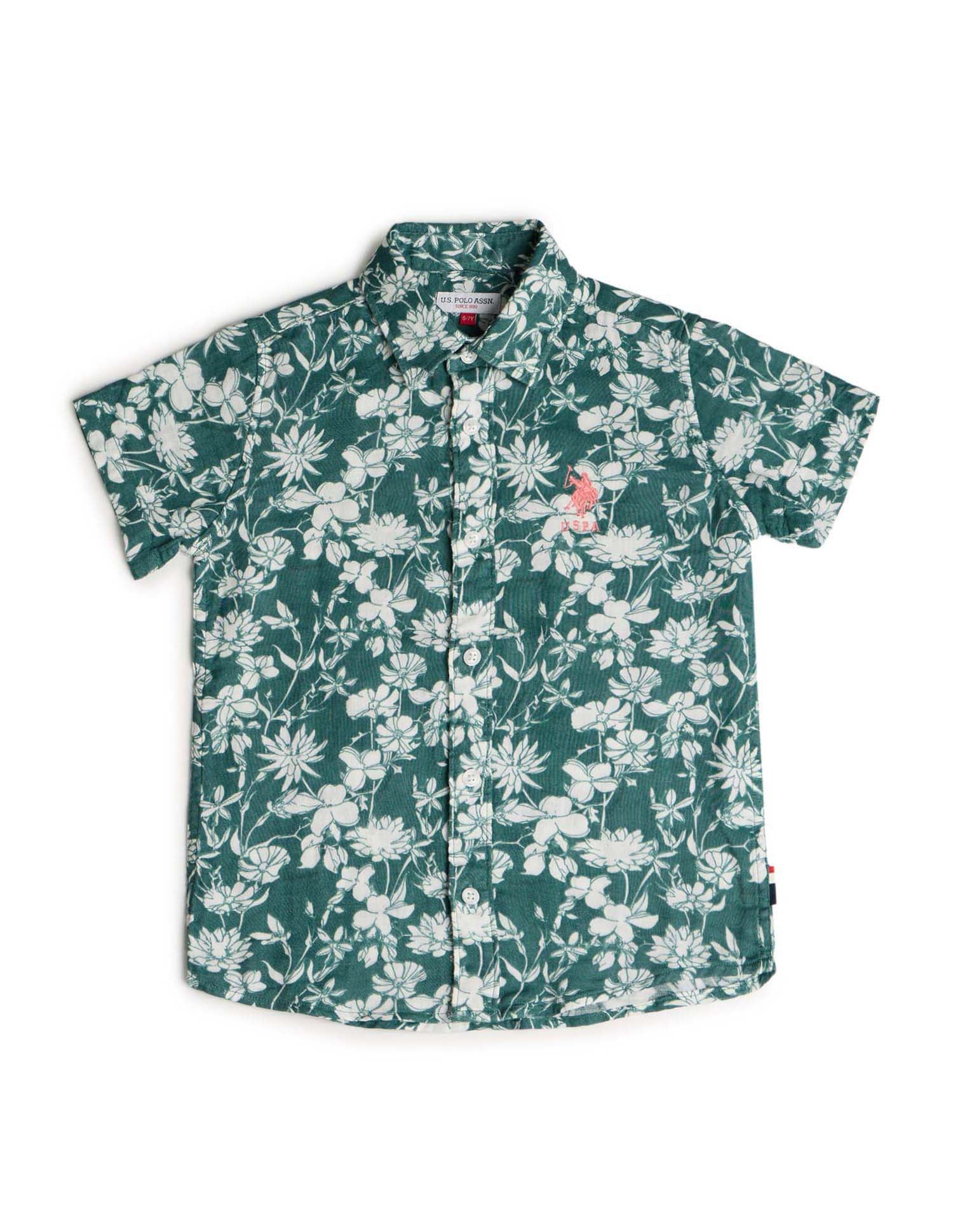 Boys Pure Cotton Regular Fit Shirt Green - U.S. POLO ASSN. | Large