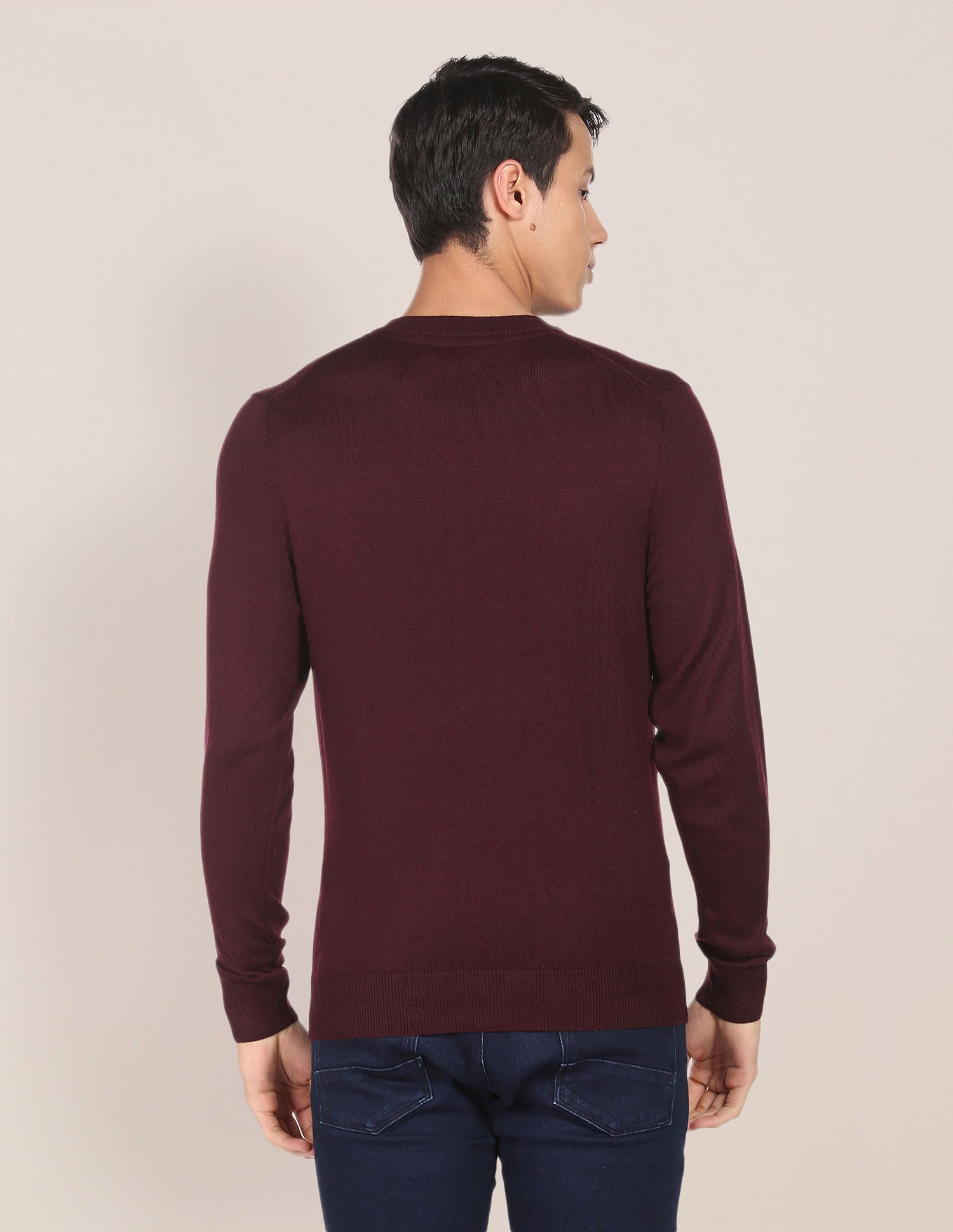 V-Neck Long Sleeve Sweater Maroon - U.S. Polo Assn. India | Large