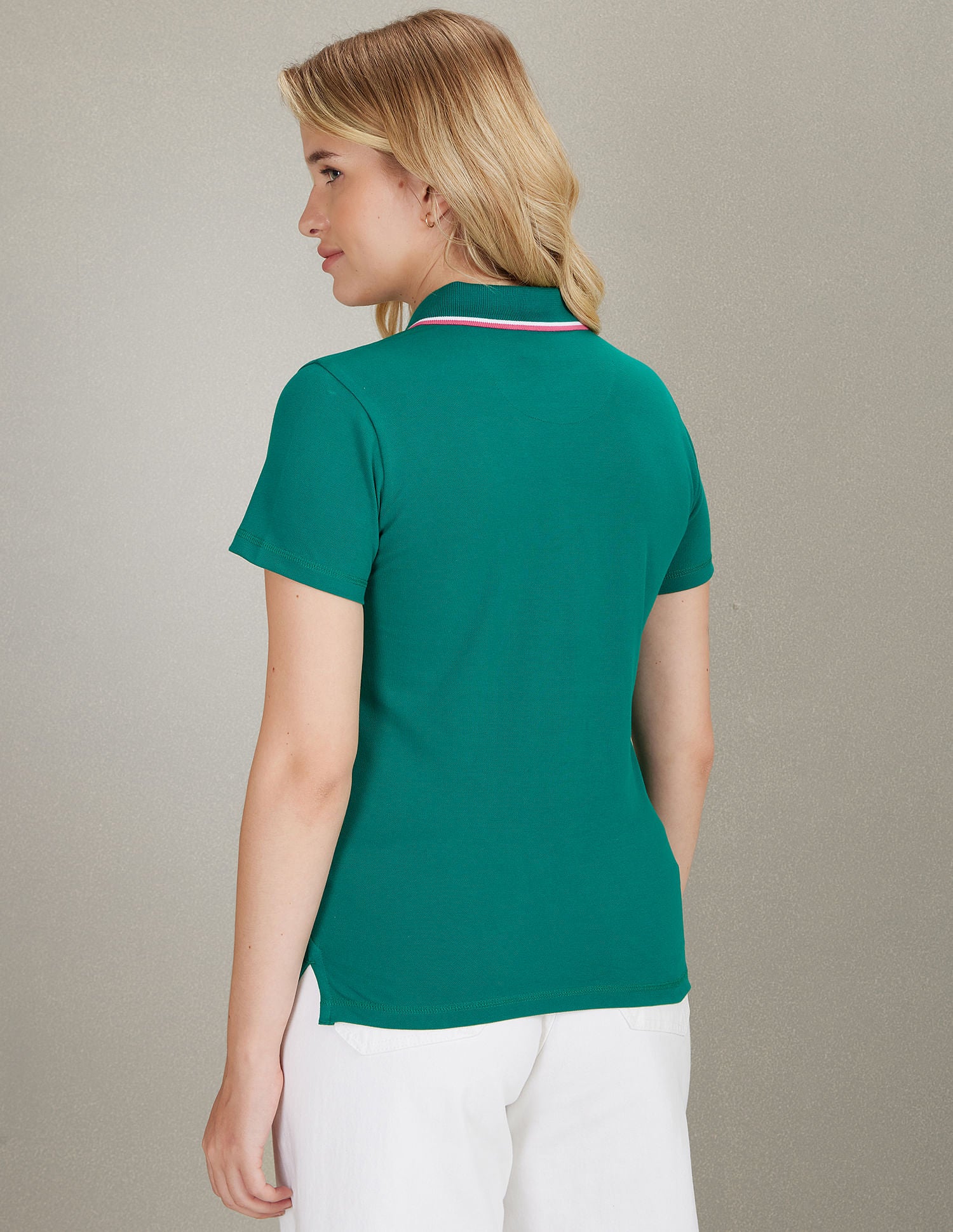 Tipped Collar Cotton Stretch Polo Shirt Lush Meadow - U.S. POLO ASSN. | Large