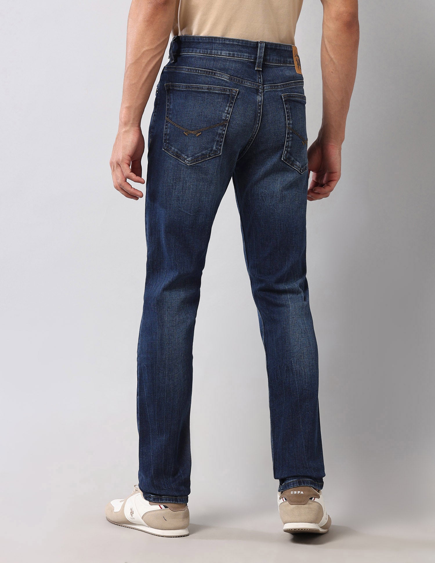 Regallo Skinny Fit Blue Vintage Jeans Rags Wash - U.S. Polo Assn. India | Large