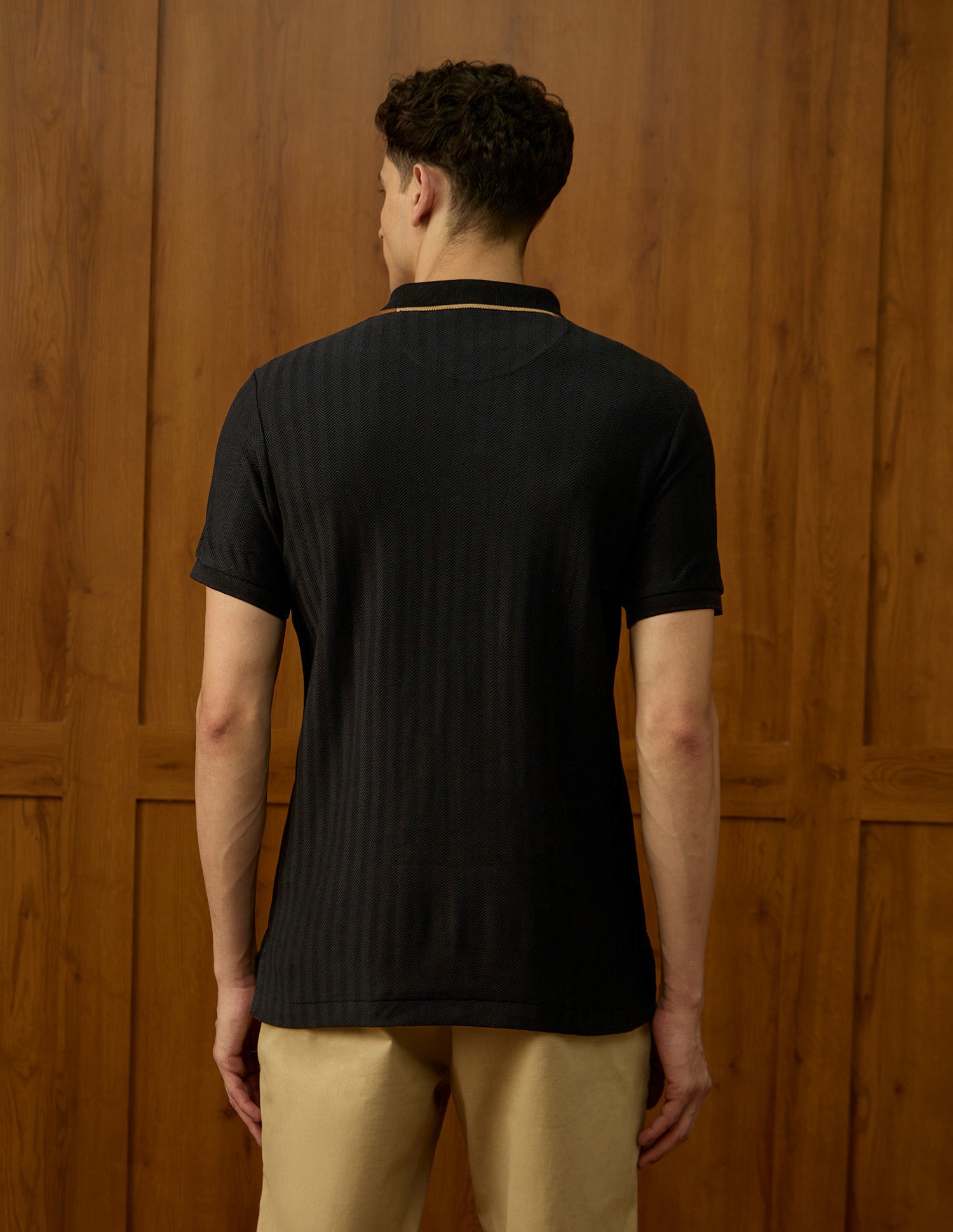 Self Design Chevron Varsity Polo Shirt Black - U.S. POLO ASSN. | Large