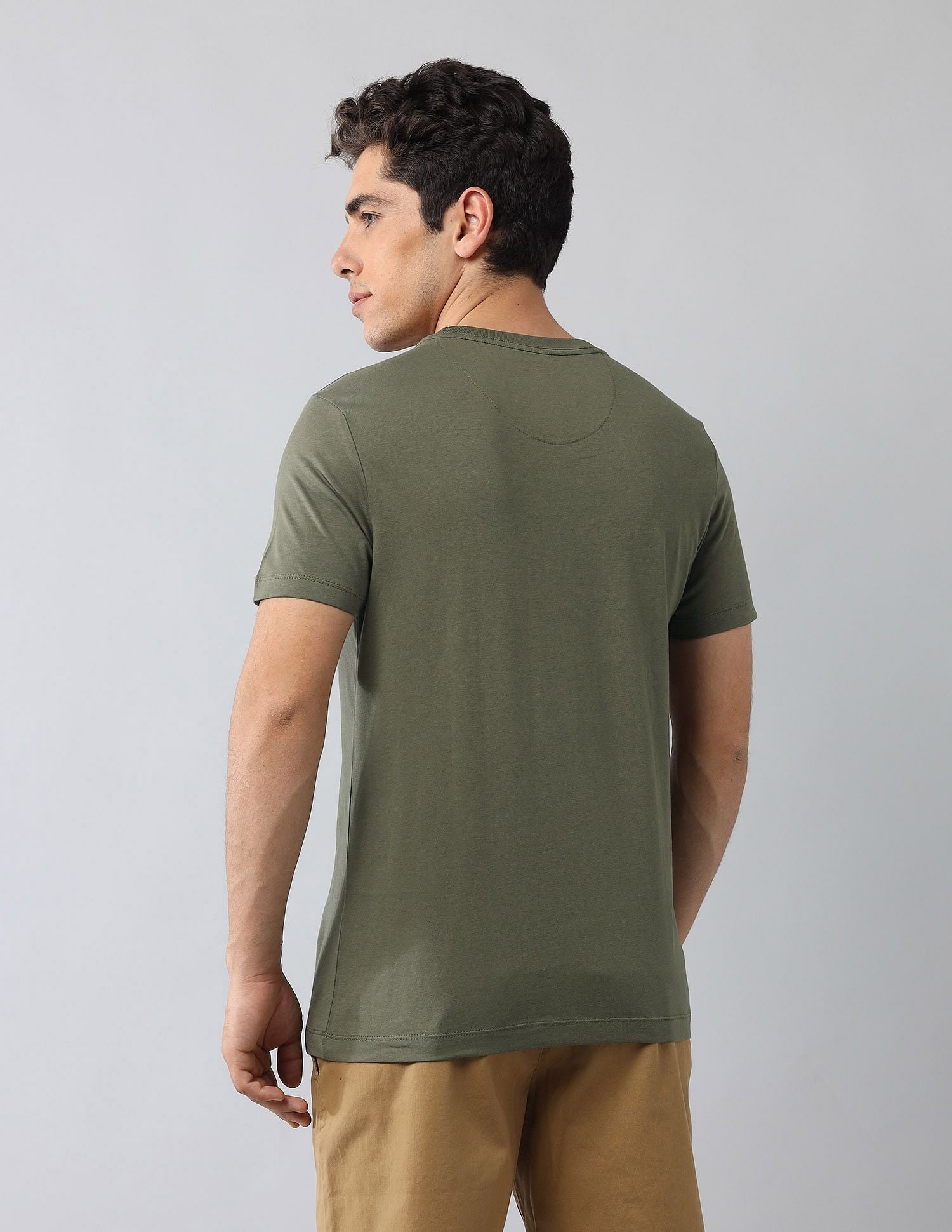 Muscle Fit Brand Printed T-Shirt Light Olive - U.S. Polo Assn. India | Large
