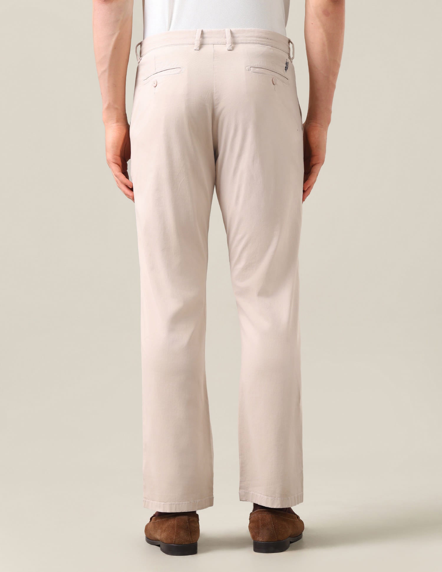 Riley Straight Fit Twill Trousers Beige - U.S. Polo Assn. India | Large
