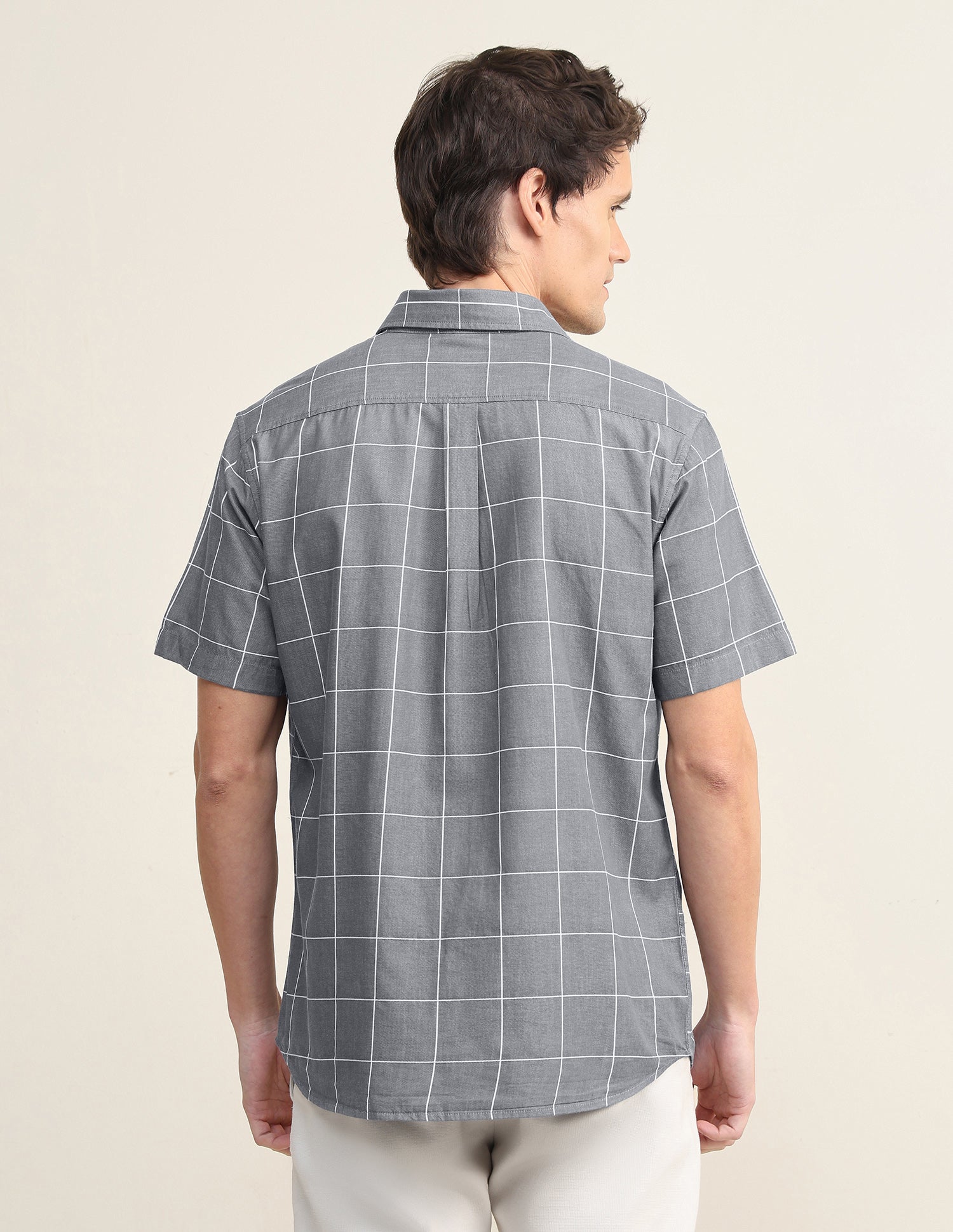 Windowpane Checked Twill Shirt Grey - U.S. Polo Assn. India | Large