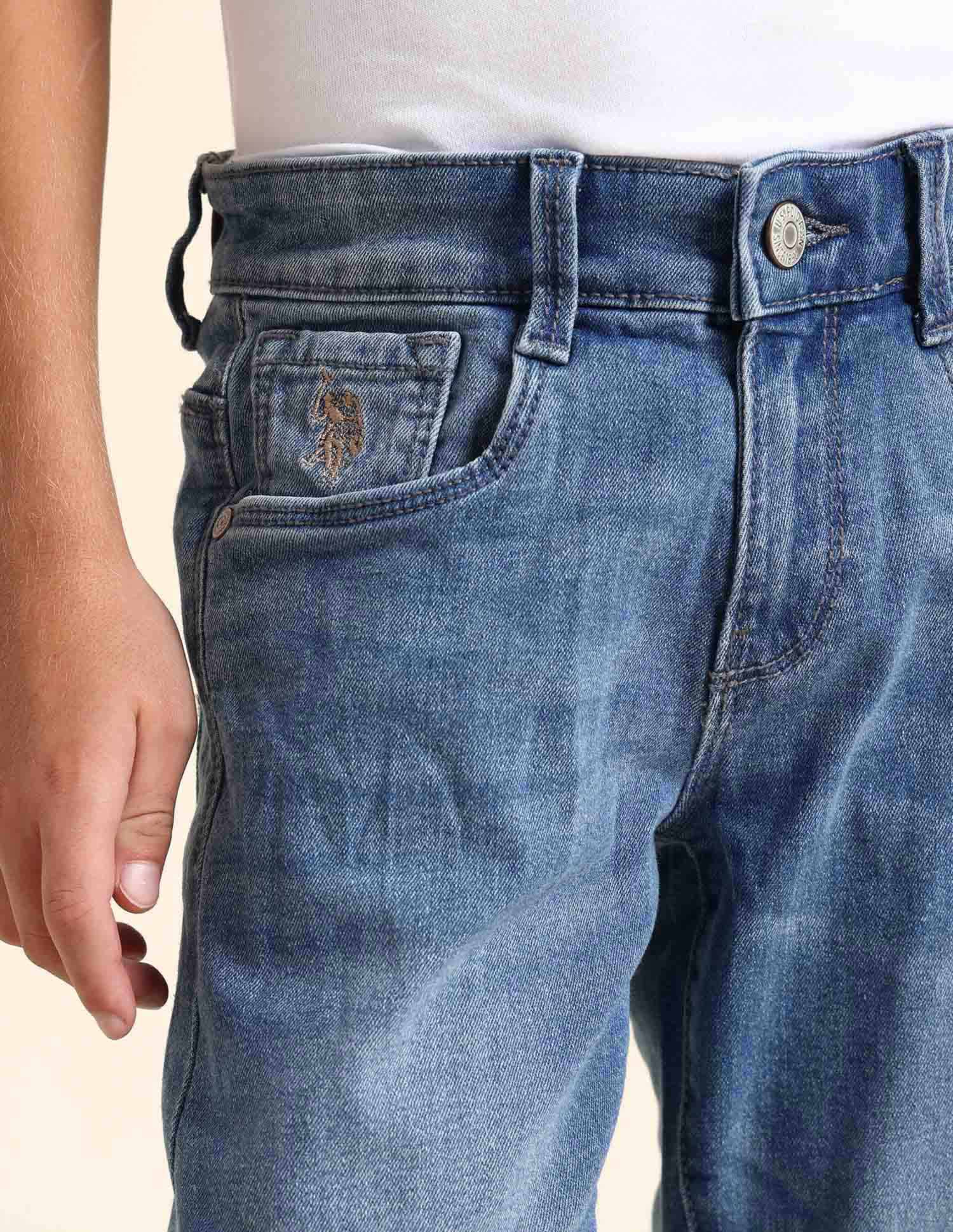 Boys Relaxed Fit Blue Jeans Light Blue - U.S. POLO ASSN. | Large