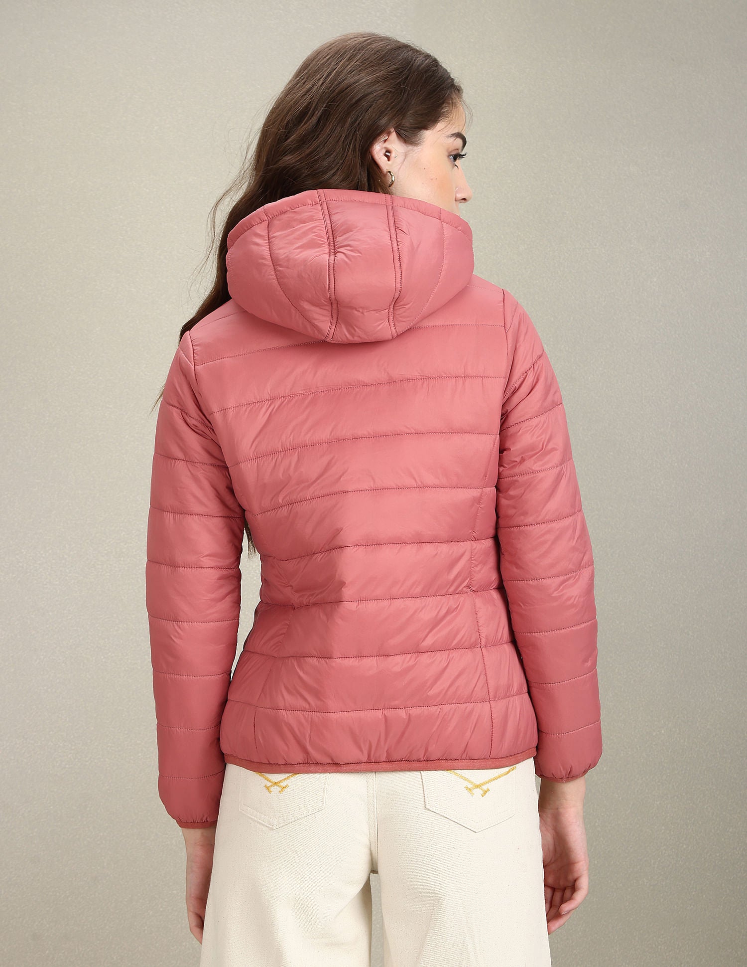 Nylon Hooded Puffer Jacket Pink - U.S. Polo Assn. India | Large