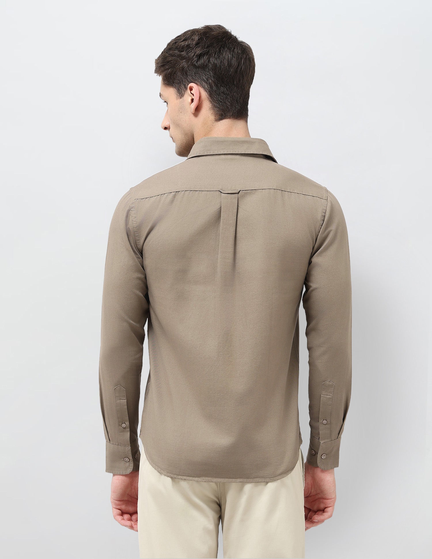 Tailored Fit Solid Shirt Light Brown - U.S. Polo Assn. India | Large