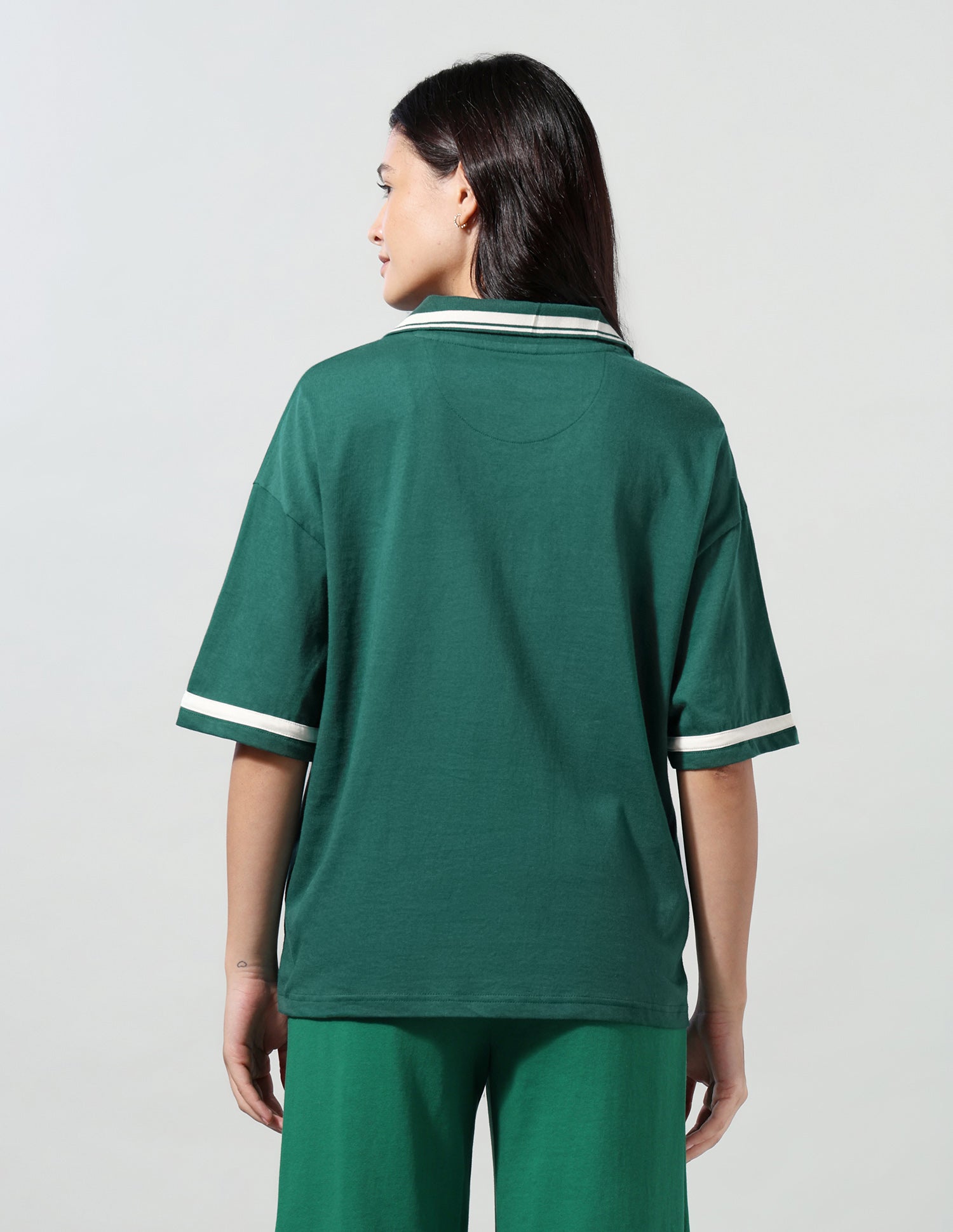 Solid Boxy Fit Polo Shirt Dark Green - U.S. Polo Assn. India | Large