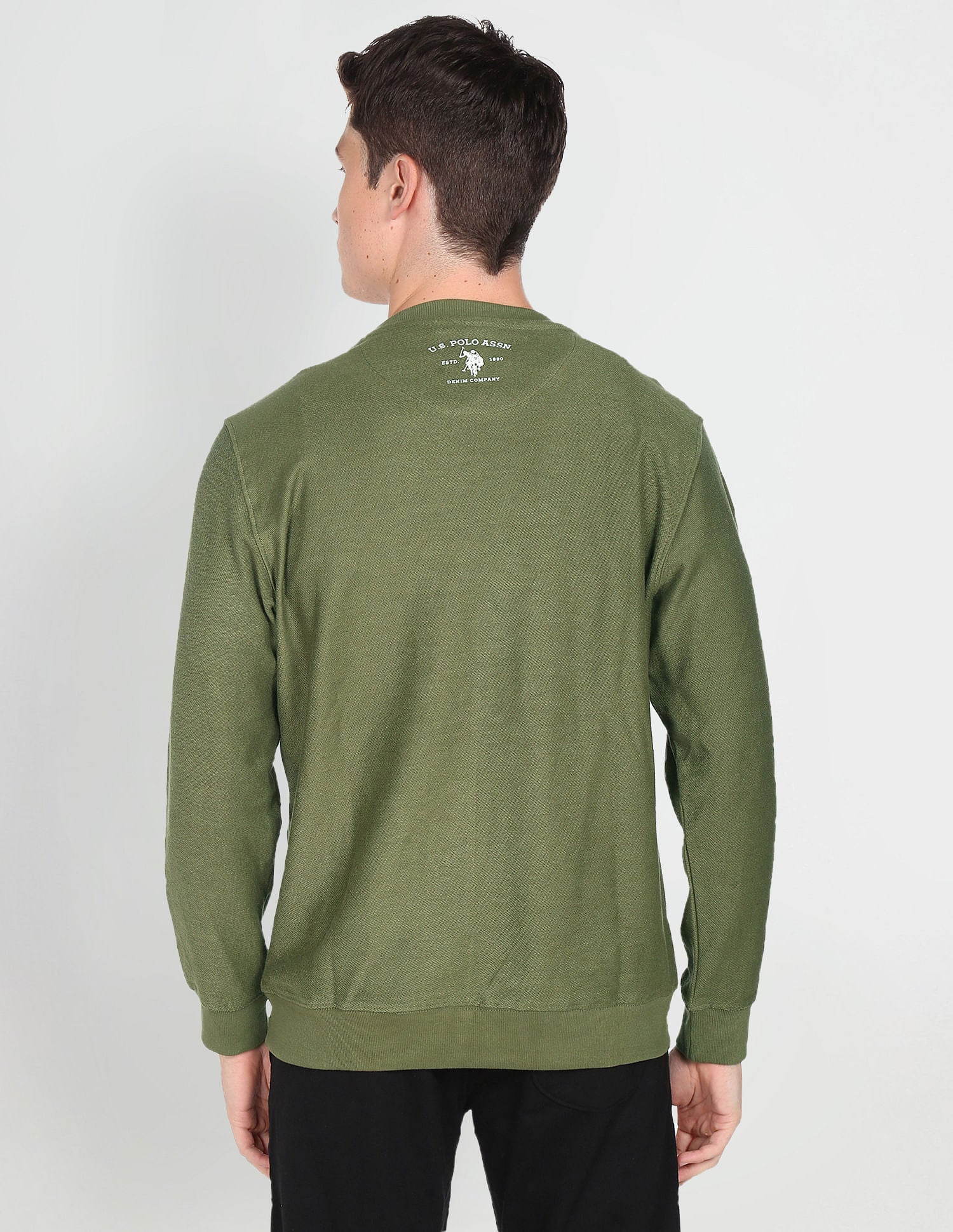 Graphic Print Cotton Sweatshirt Olive - U.S. Polo Assn. India | Large