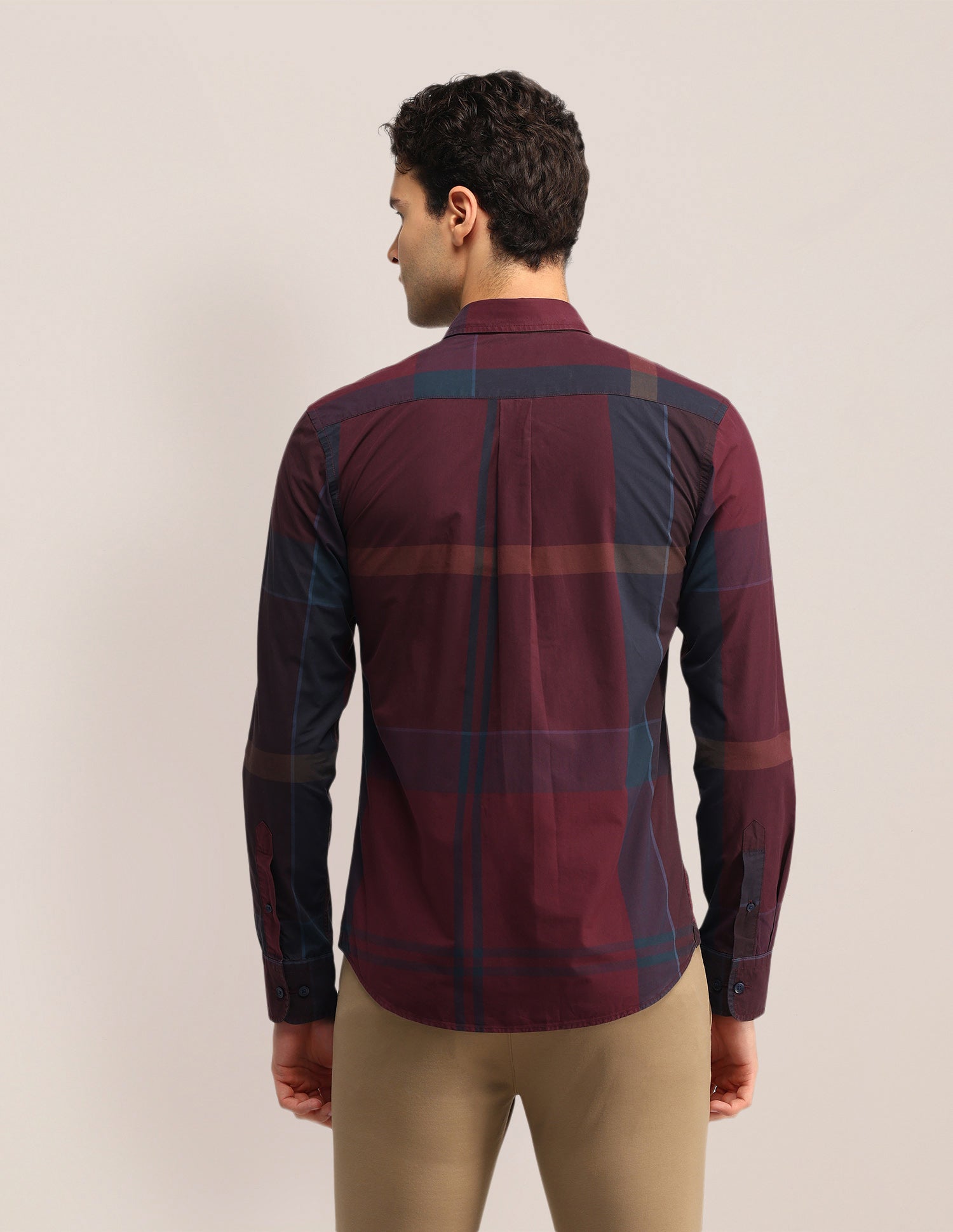 Grid Tattersall Checked Tailored Fit Shirt Maroon - U.S. Polo Assn. India | Large