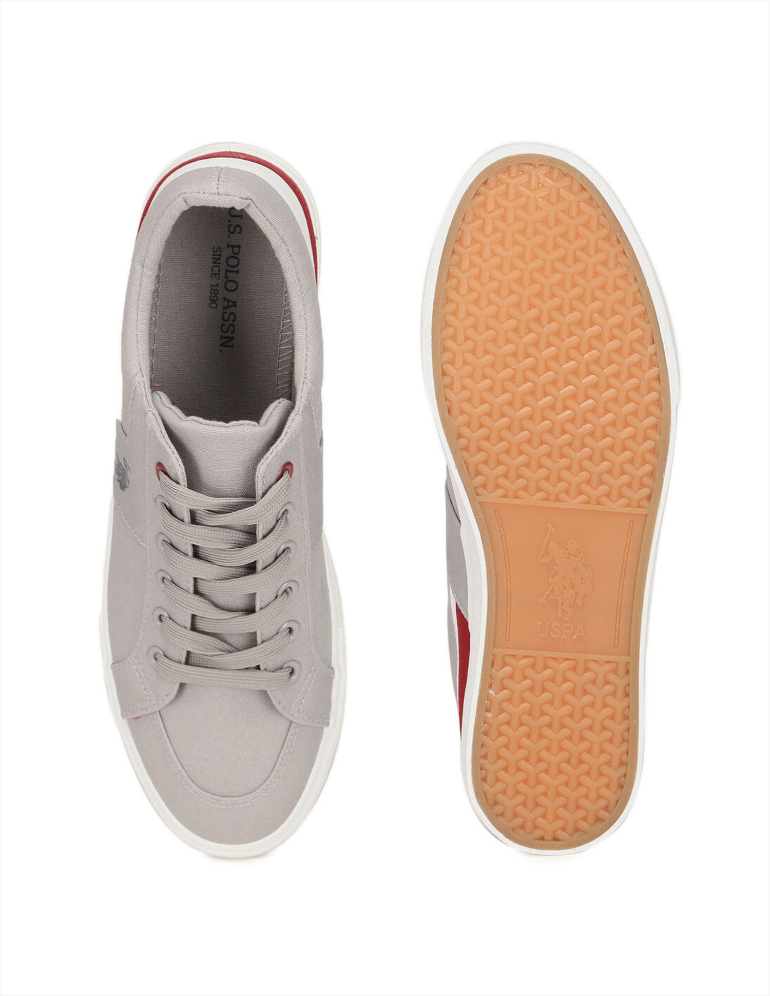 Men Contrast Stripe Canvas Clarkin Sneakers Grey - U.S. POLO ASSN. | Large