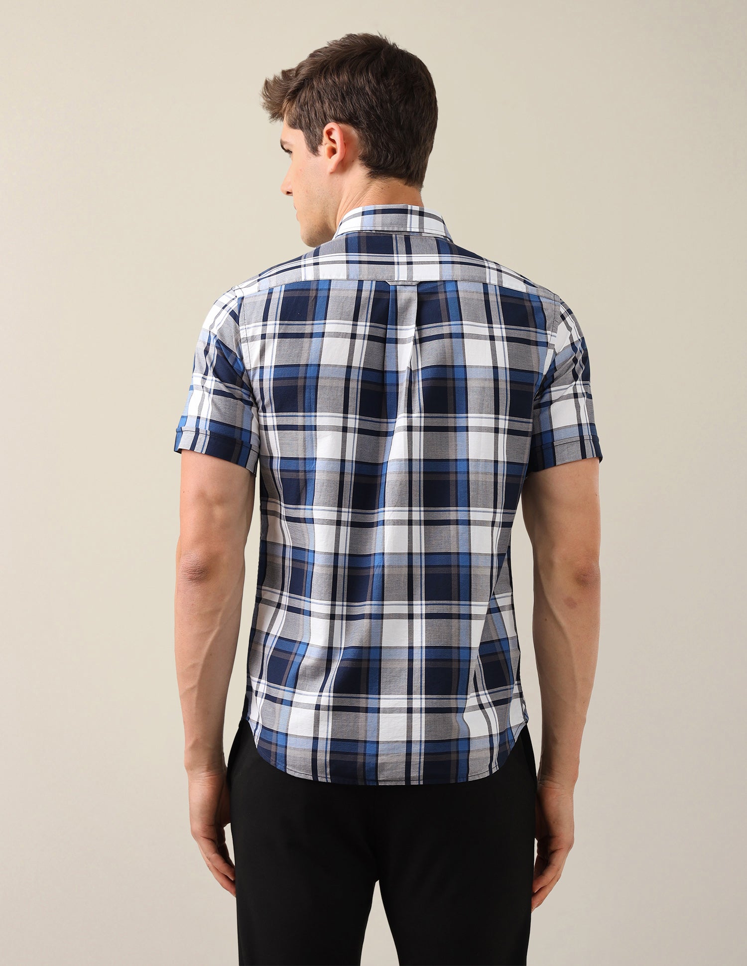 Plaid Checked Tailored Fit Shirt Navy - U.S. Polo Assn. India | Large