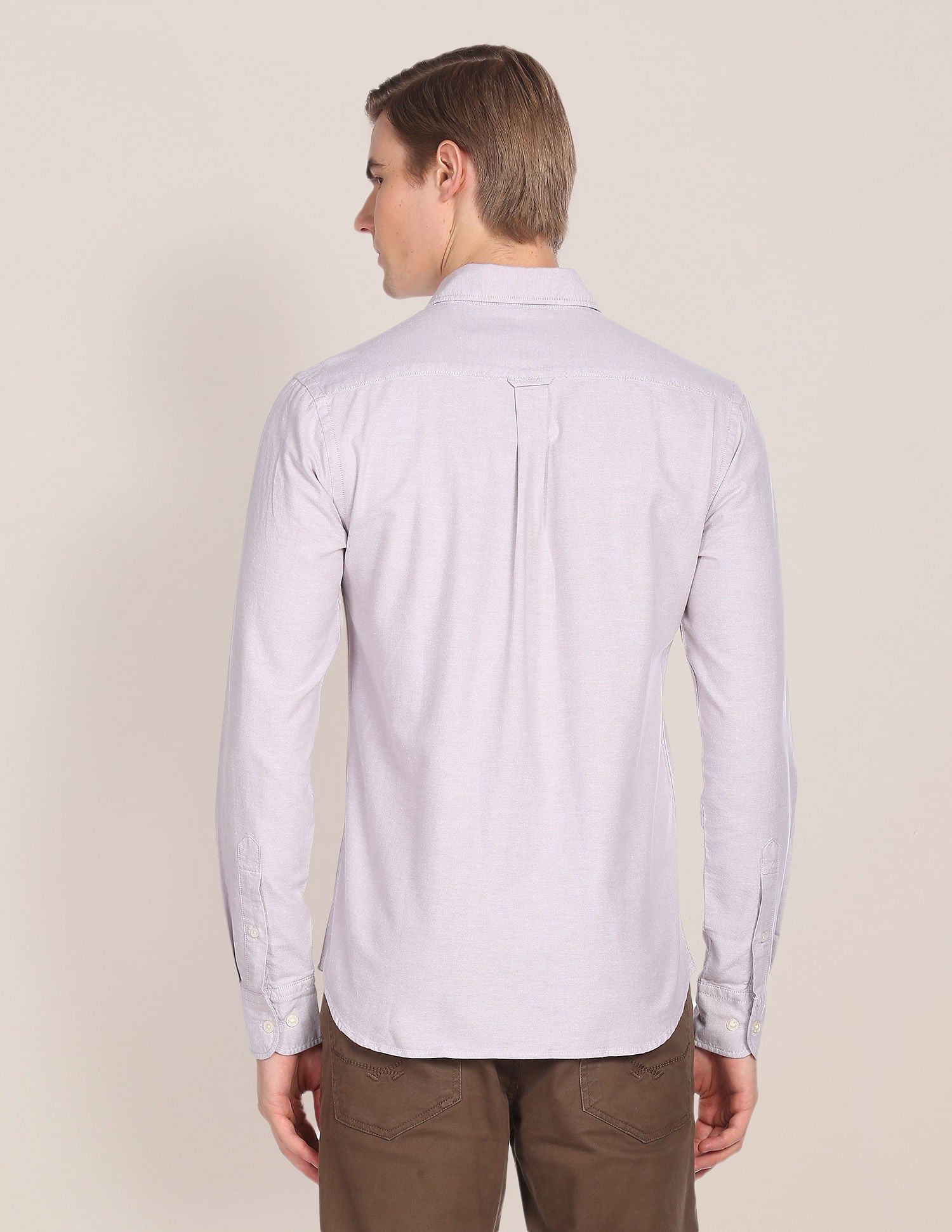 Solid Cotton Oxford Shirt Stone - U.S. Polo Assn. India | Large