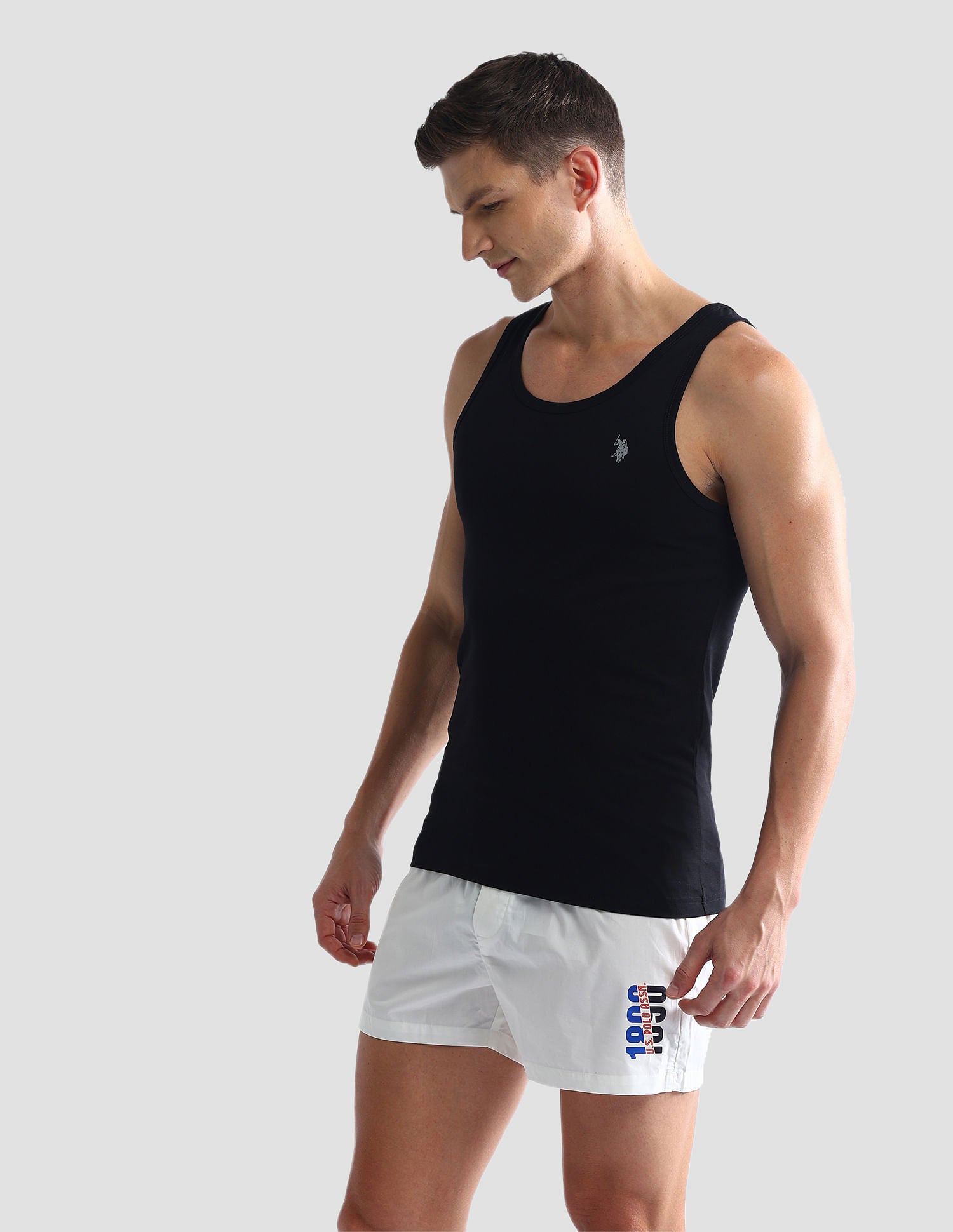 Solid Cotton OEV03 Vest - Pack Of 2 Black and Blue - U.S. POLO ASSN. | Large