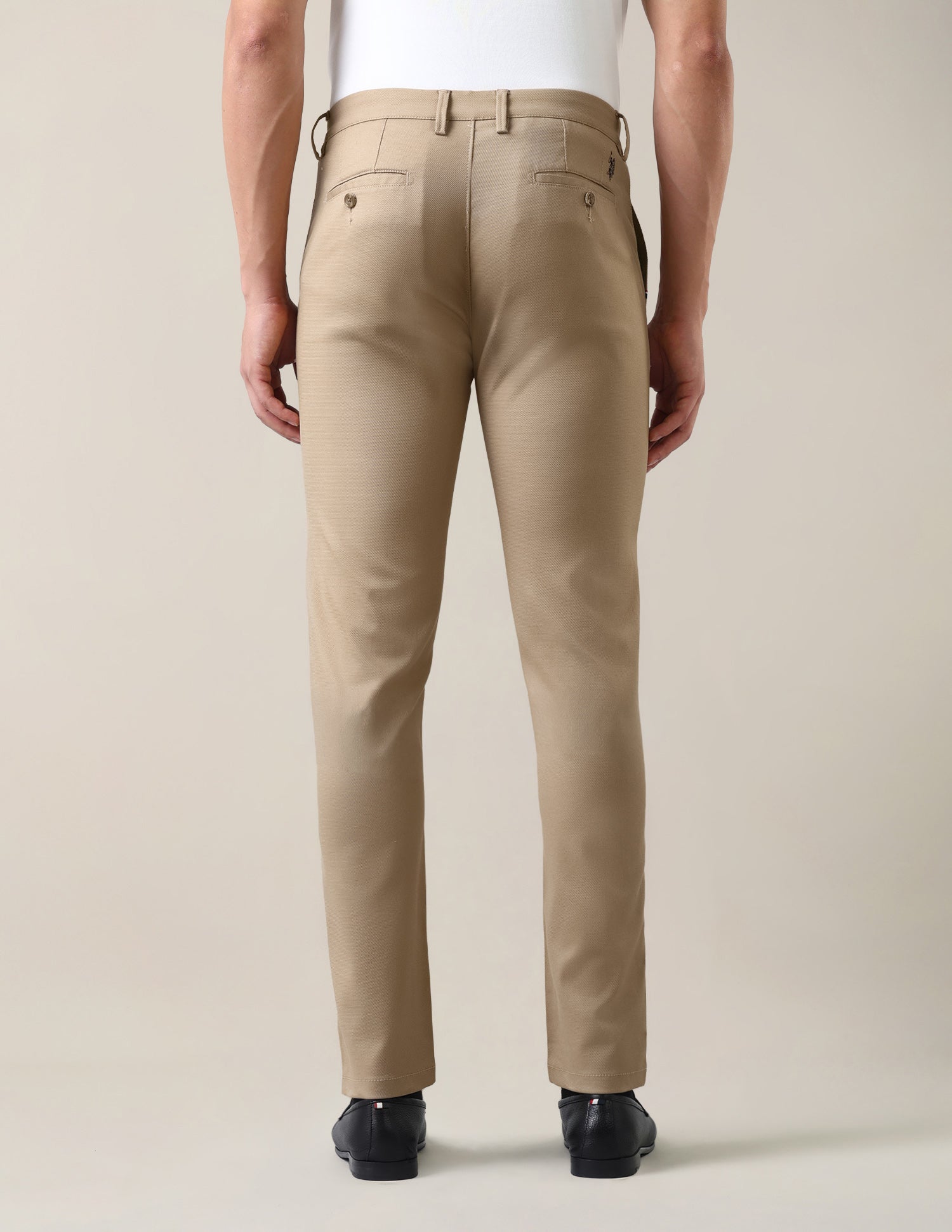Austin Slim Fit Dobby Trousers Khaki - U.S. Polo Assn. India | Large