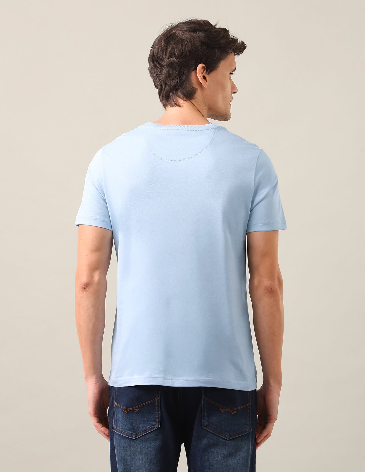 Brand Embossed Regular Fit T-Shirt Blue - U.S. Polo Assn. India | Large