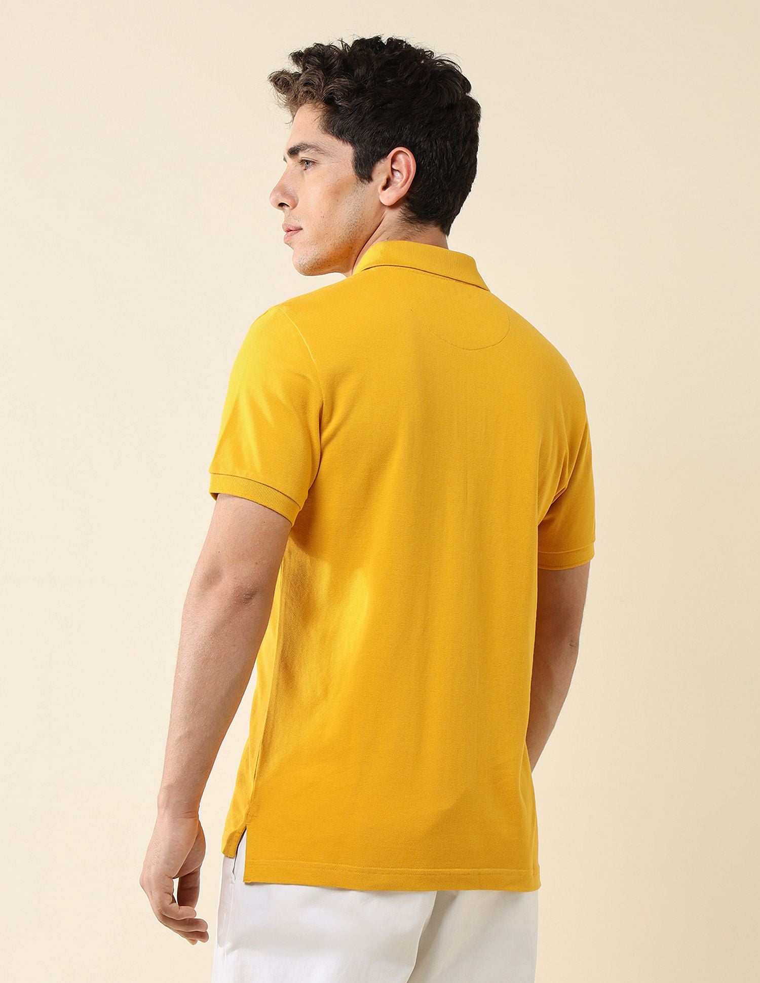 Pure Cotton Slim Fit Polo Shirt Dark Yellow - U.S. Polo Assn. India | Large