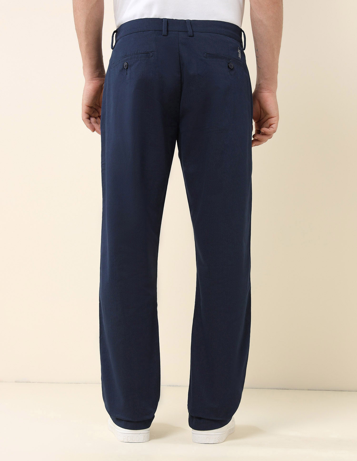 Solid Riley Fit Straight Fit Trousers Navy - U.S. POLO ASSN. | Large