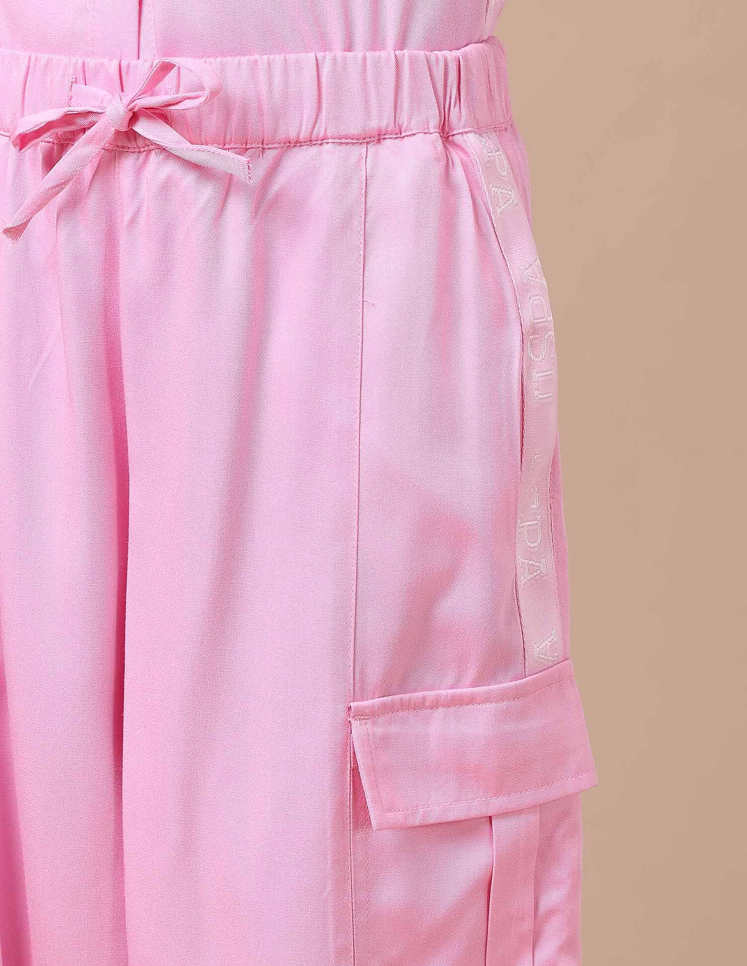 Girls Wide Leg Fit Cargo Trousers Light Pink - U.S. POLO ASSN. | Large