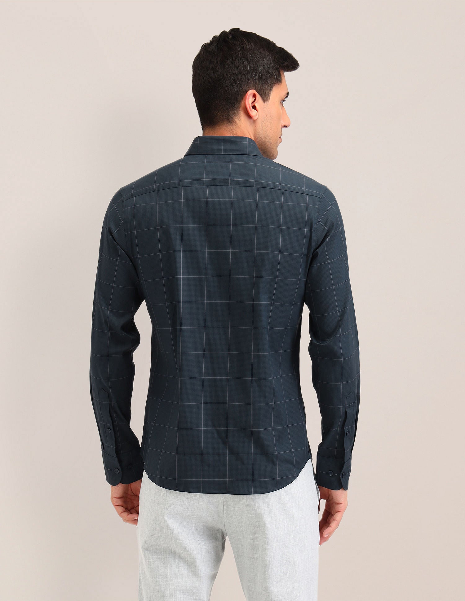 Gingham Checked Tailored Fit Shirt Navy - U.S. Polo Assn. India | Large