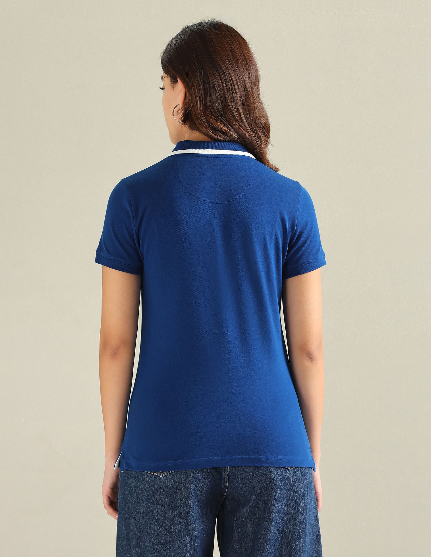 Cotton Stretch Tipped Polo Shirt Blue - U.S. POLO ASSN. | Large